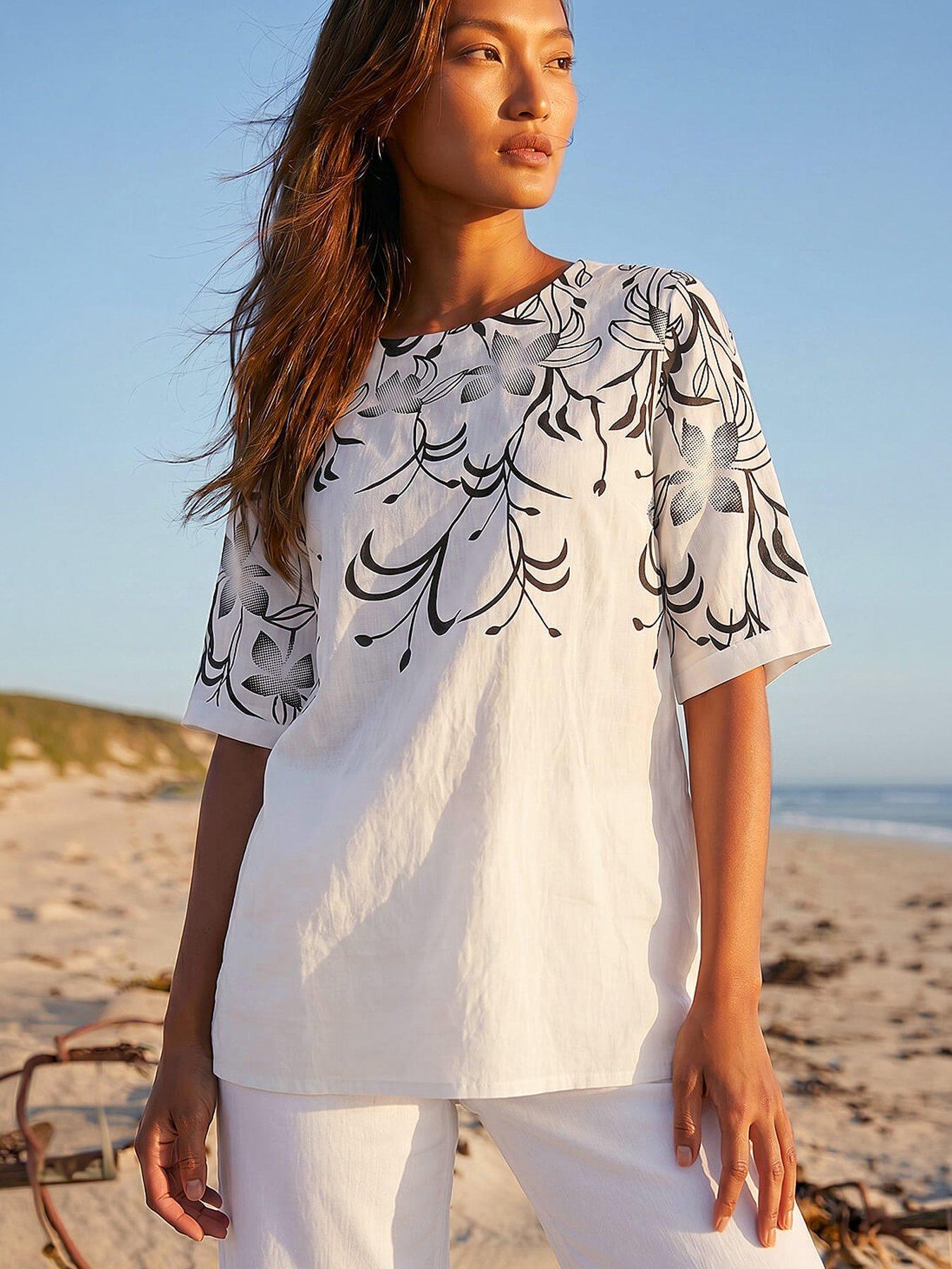 Image 1 of 5 of Roman Floral Mono Print Top