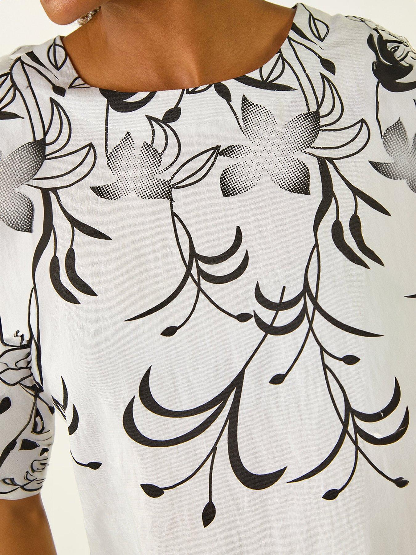 Image 4 of 5 of Roman Floral Mono Print Top