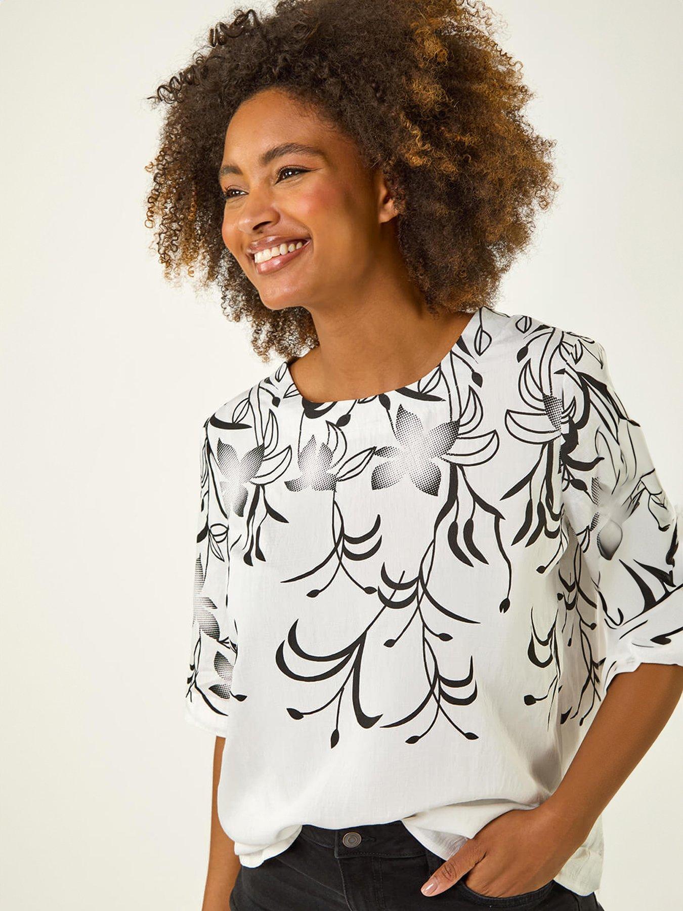 Image 5 of 5 of Roman Floral Mono Print Top