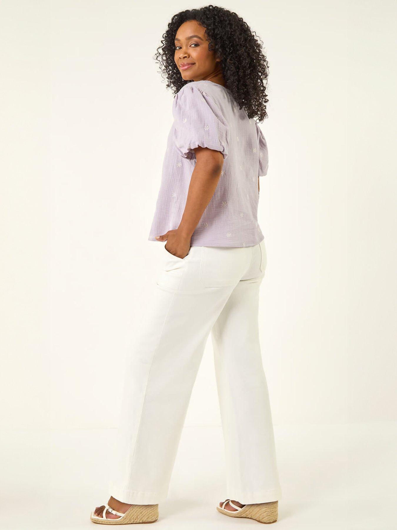 Image 2 of 5 of Roman Petite Embroidered V-Neck Top