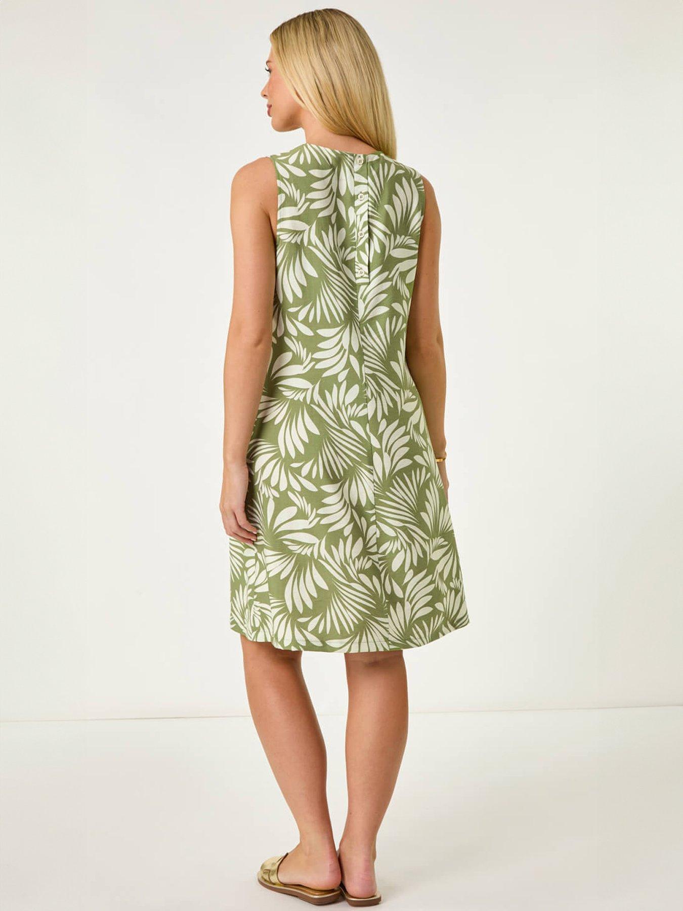 Image 2 of 5 of Roman Petite Leaf Print Shift Dress