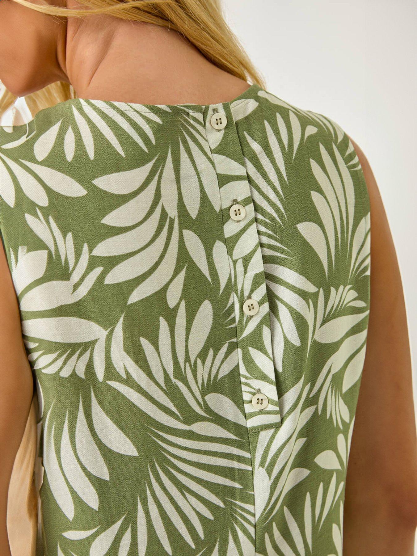 Image 5 of 5 of Roman Petite Leaf Print Shift Dress