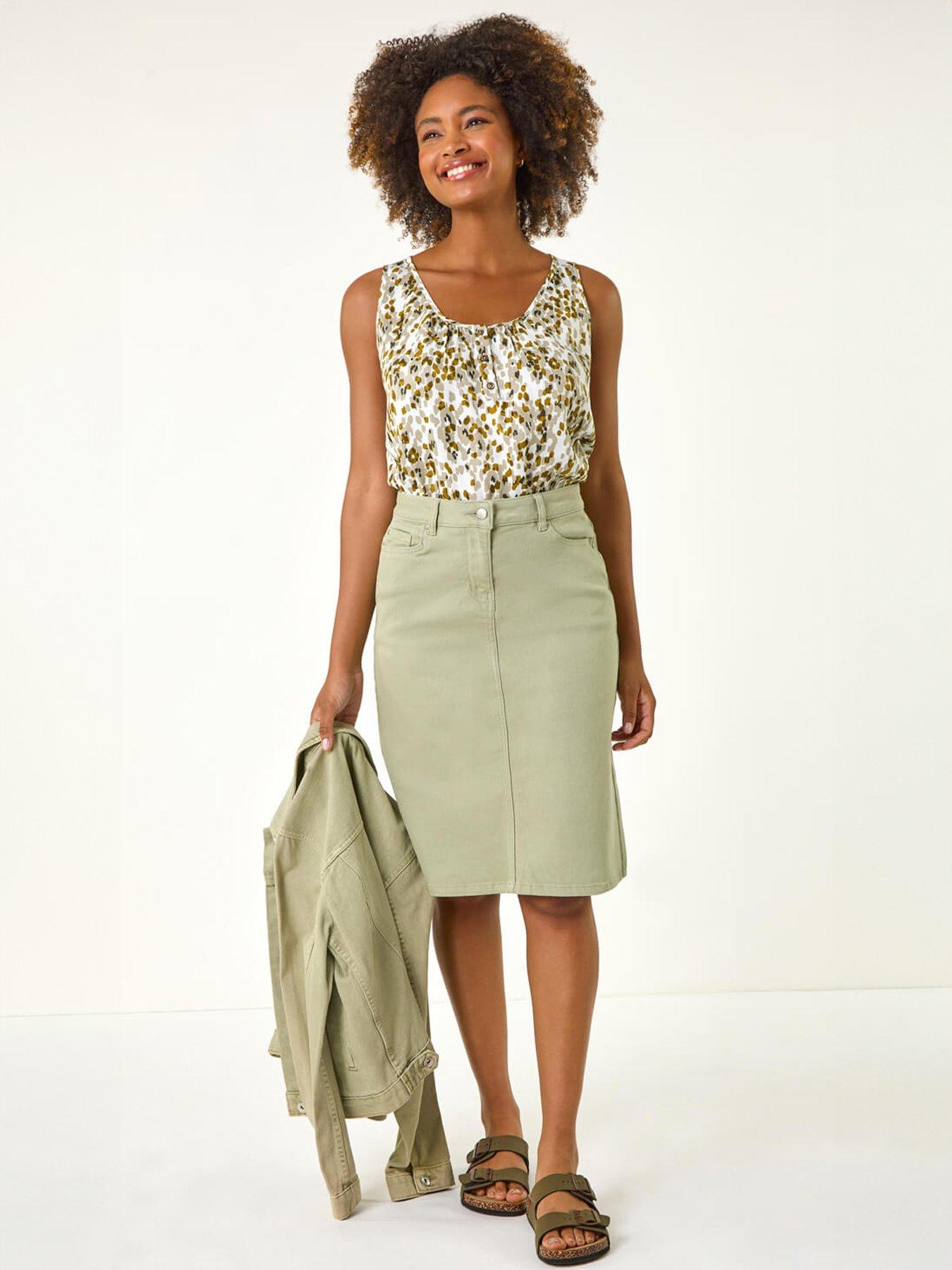 Image 3 of 5 of Roman Cotton Denim Stretch Skirt