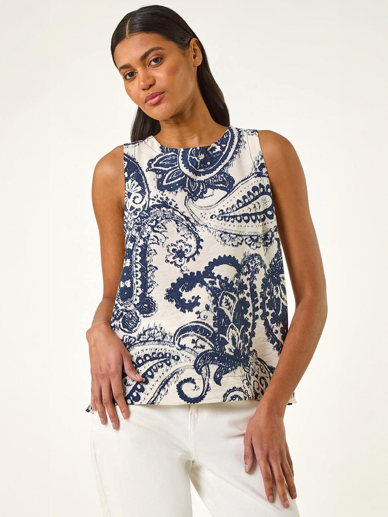 Image 5 of 5 of Roman Paisley Print Shell Top