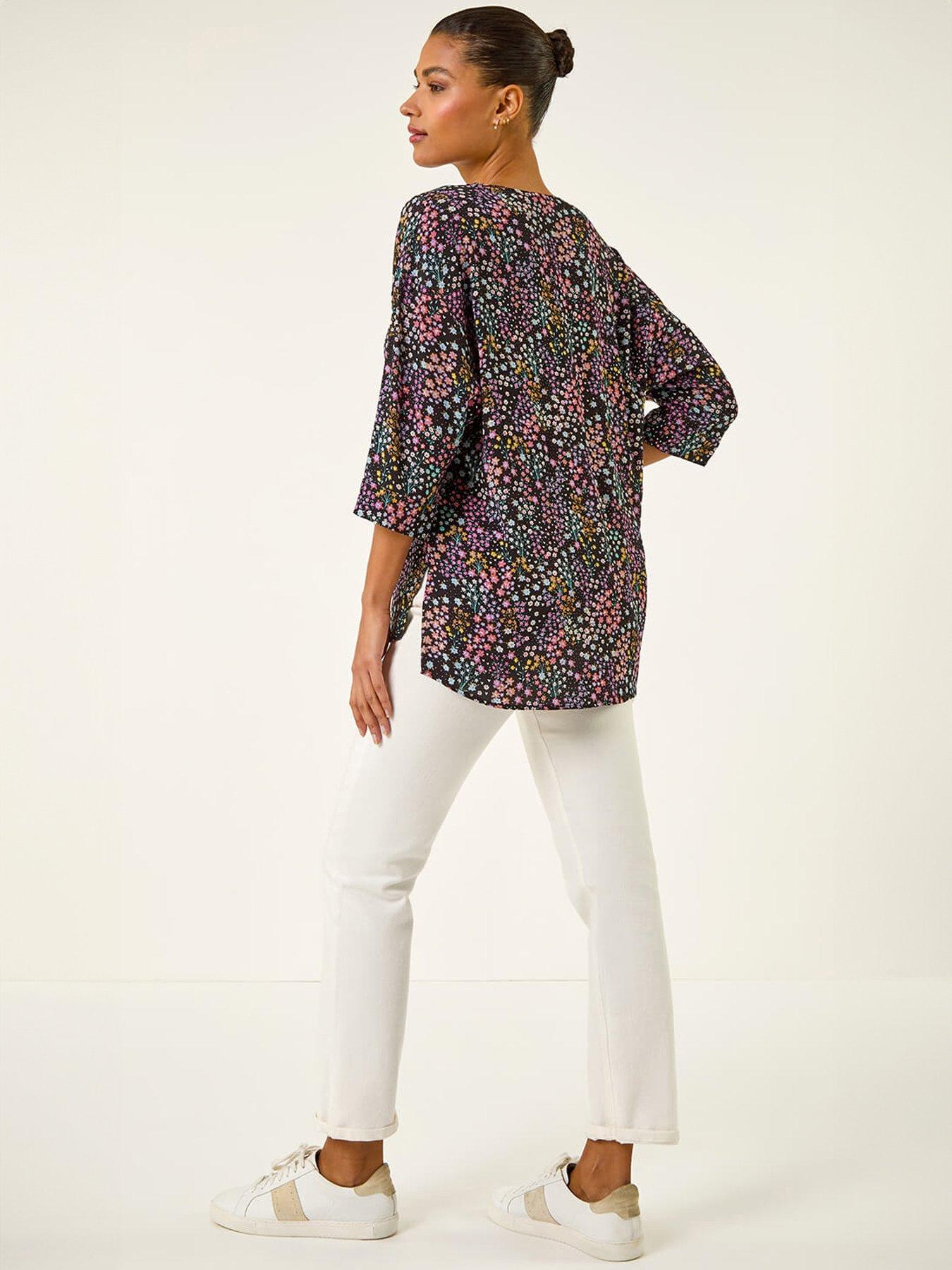 roman-ditsy-floral-v-neck-kimono-topoutfit