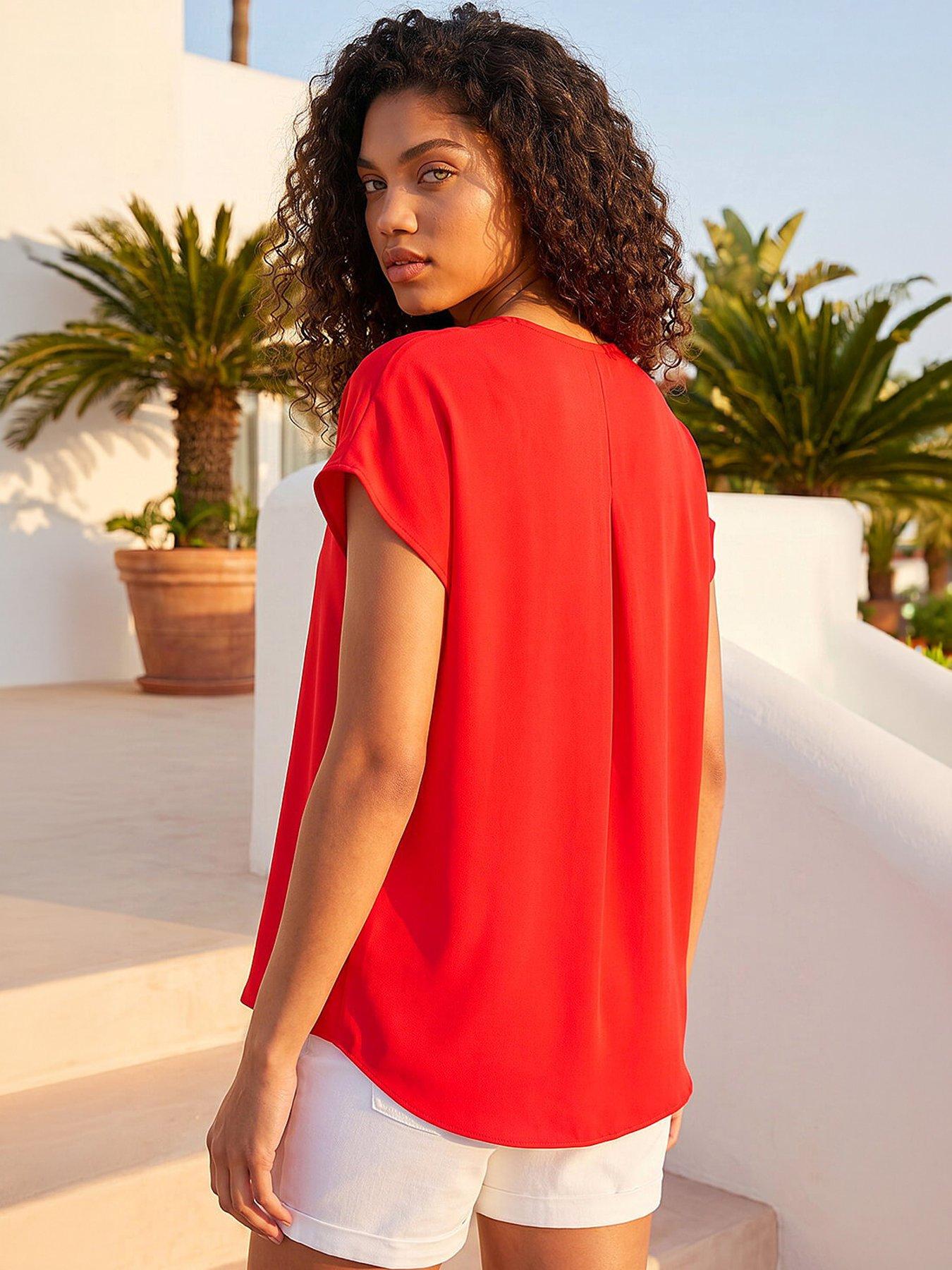 Image 3 of 5 of Roman Petite V-Neck Tuck Front Top