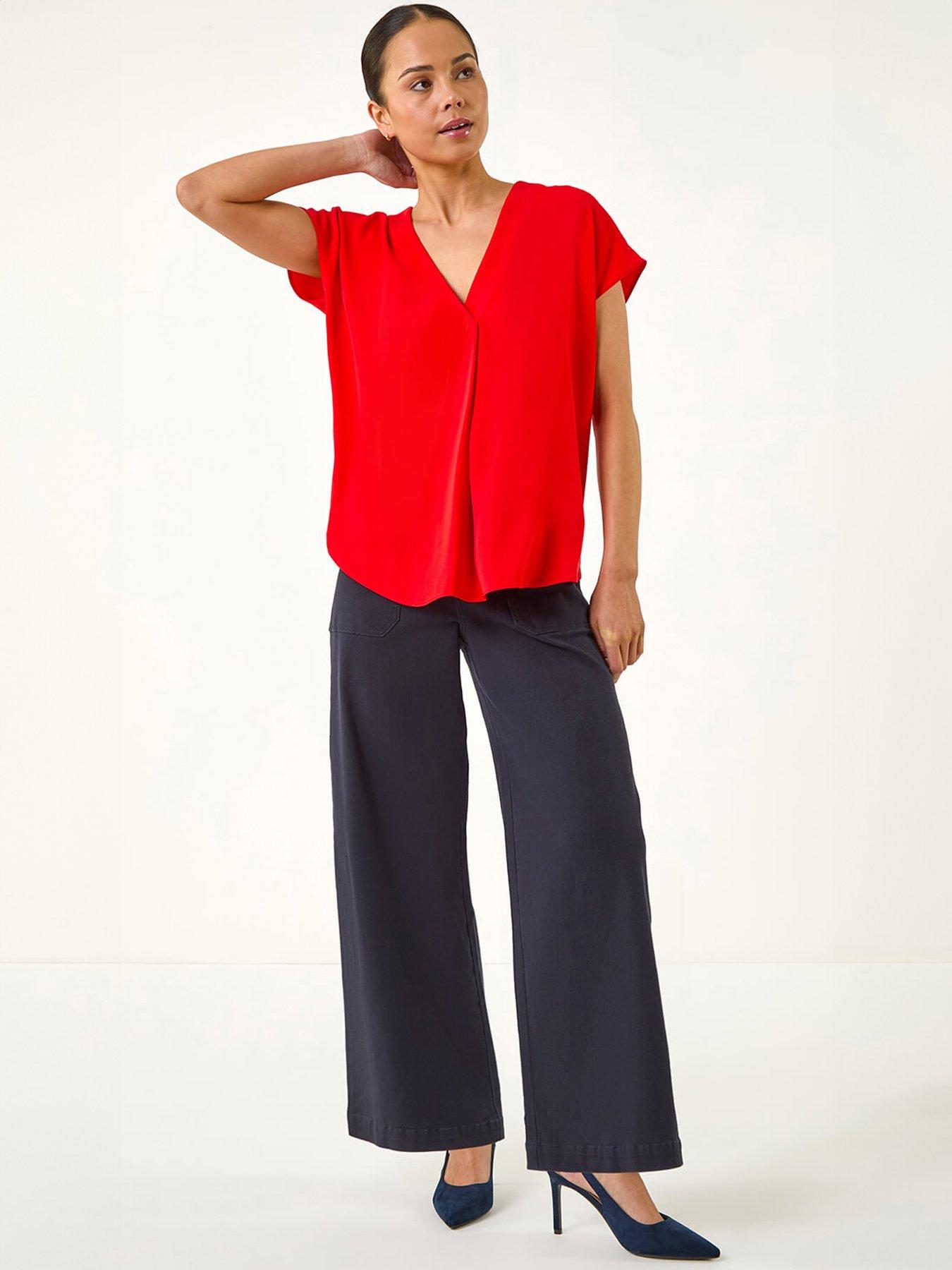 Image 5 of 5 of Roman Petite V-Neck Tuck Front Top