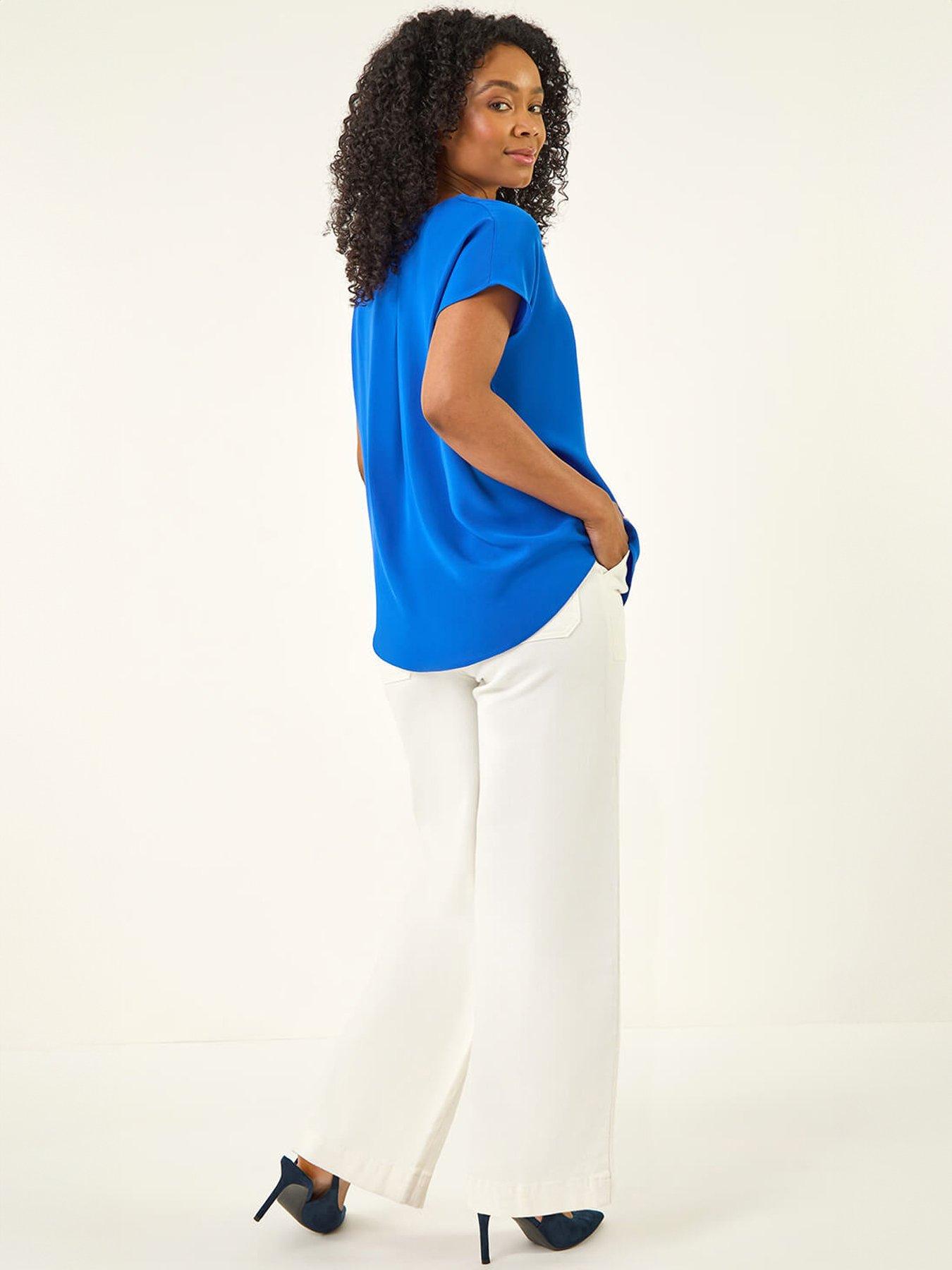roman-petite-v-neck-tuck-front-topoutfit