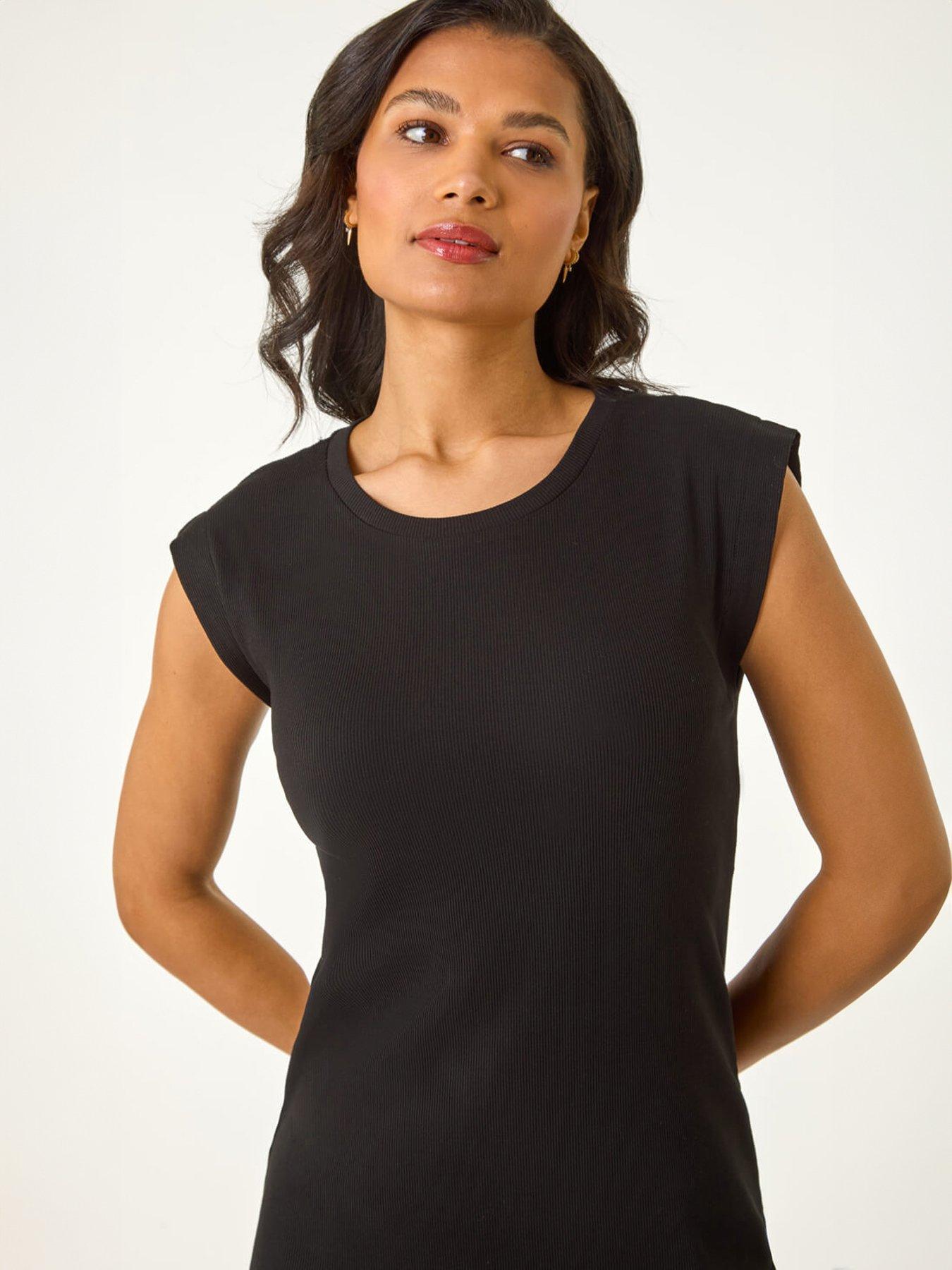 Image 4 of 5 of Roman Ribbed Cap Sleeve Midi Dress