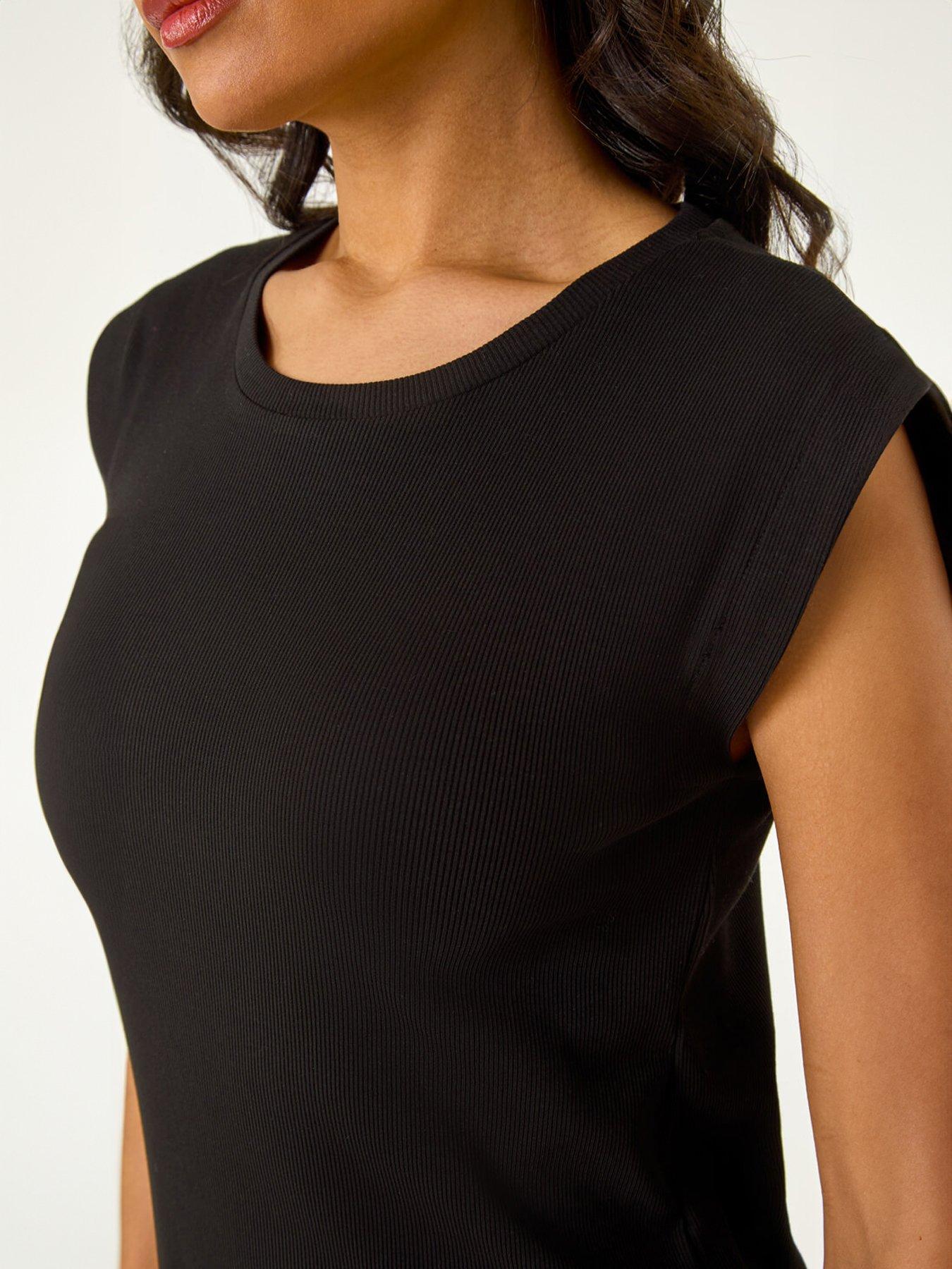 Image 5 of 5 of Roman Ribbed Cap Sleeve Midi Dress