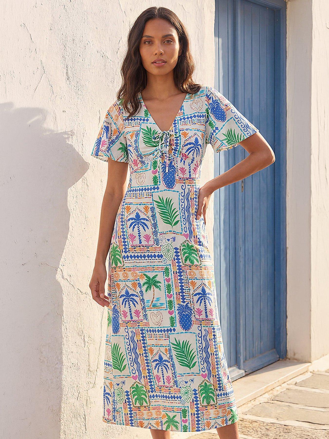 Image 1 of 3 of Roman Post Card Tie Dress