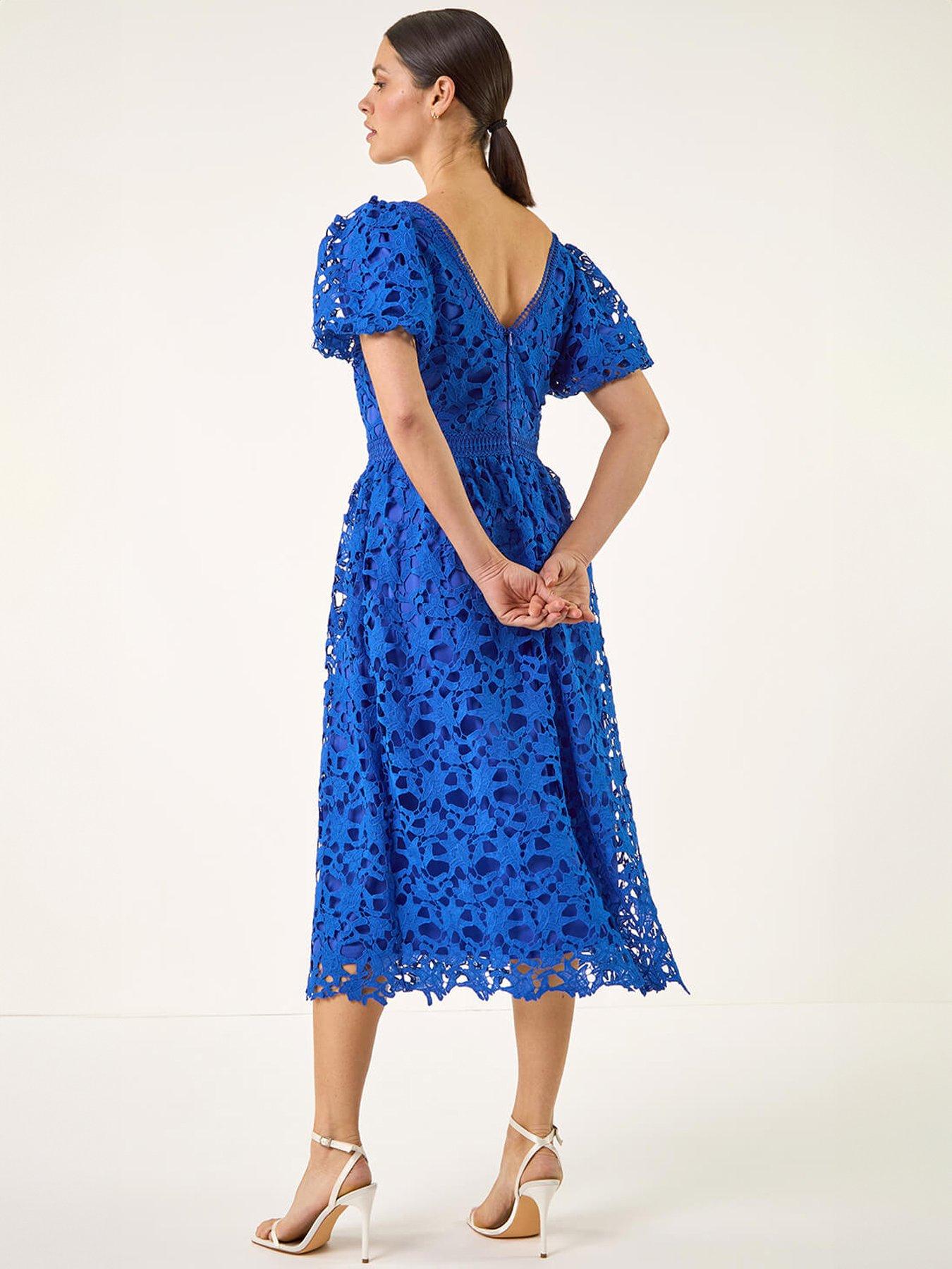 Image 2 of 5 of Roman Crochet Lace V-Neck Dress
