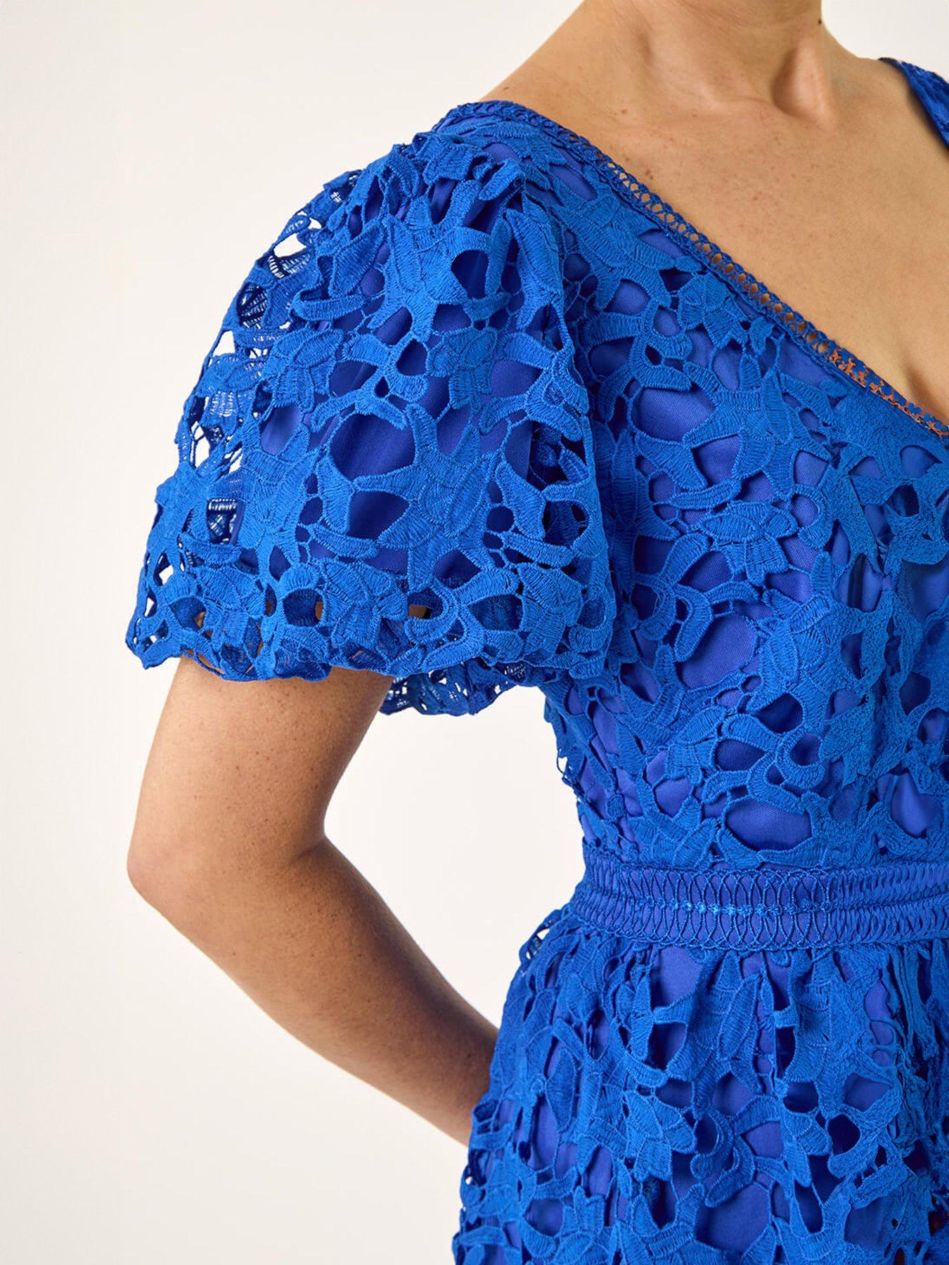 Image 5 of 5 of Roman Crochet Lace V-Neck Dress
