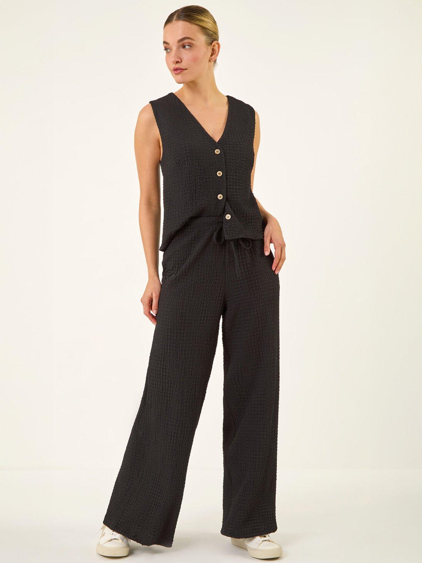 Image 3 of 5 of Roman Dusk Crinkle Wide Leg Stretch Trouser