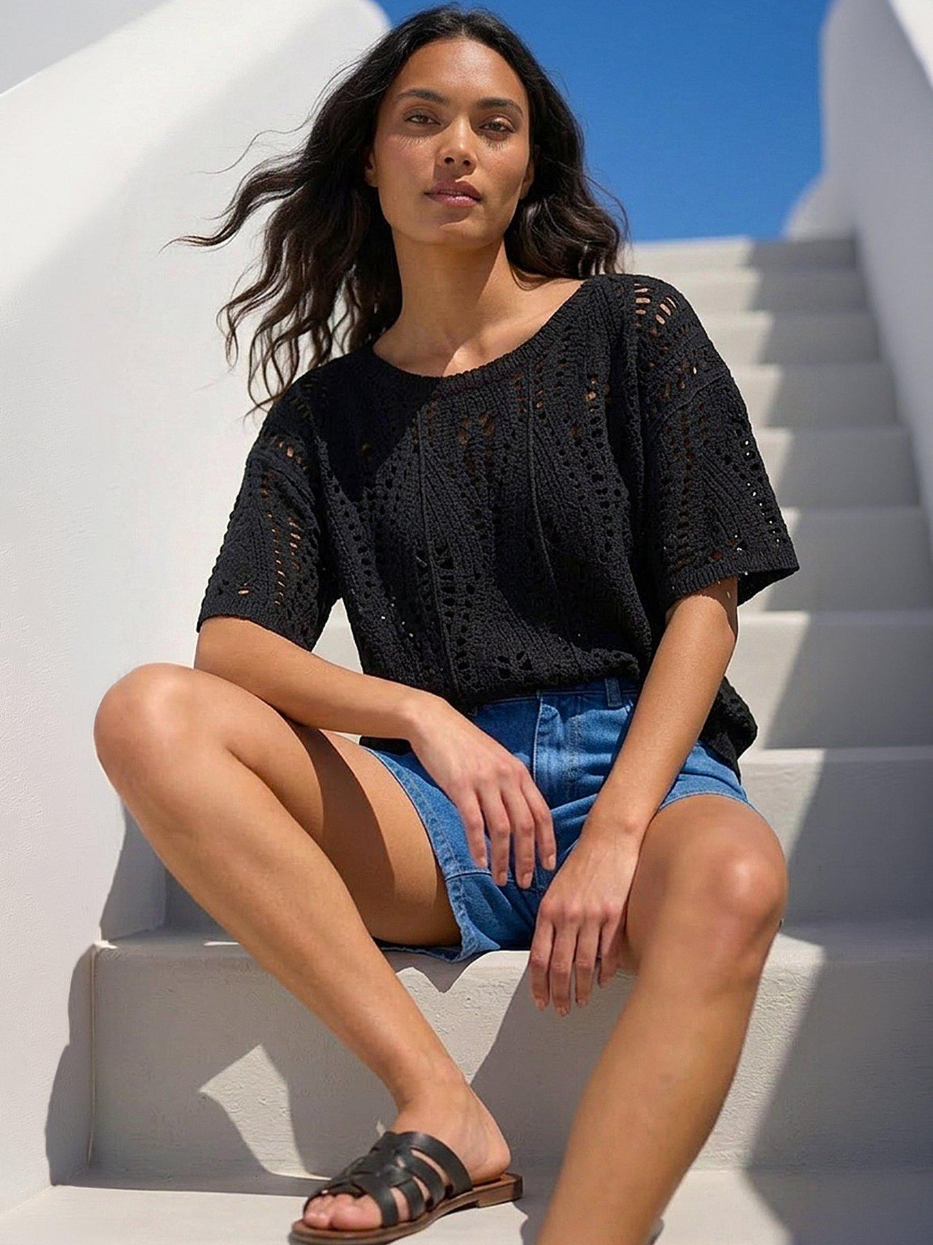 Image 1 of 5 of Roman Crochet Detail Knit Top