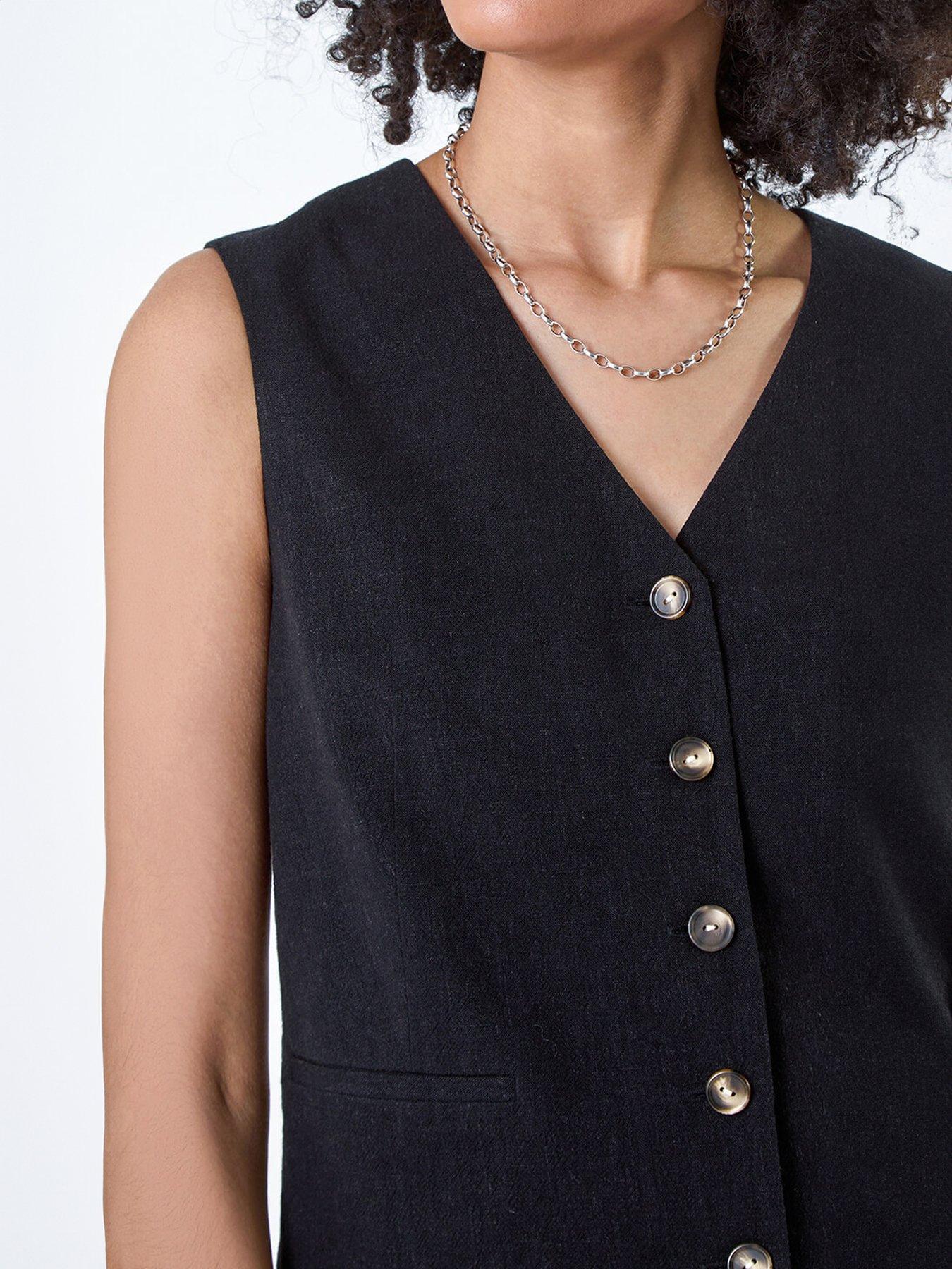 Image 5 of 5 of Roman Linen Blend Button Through Waistcoat