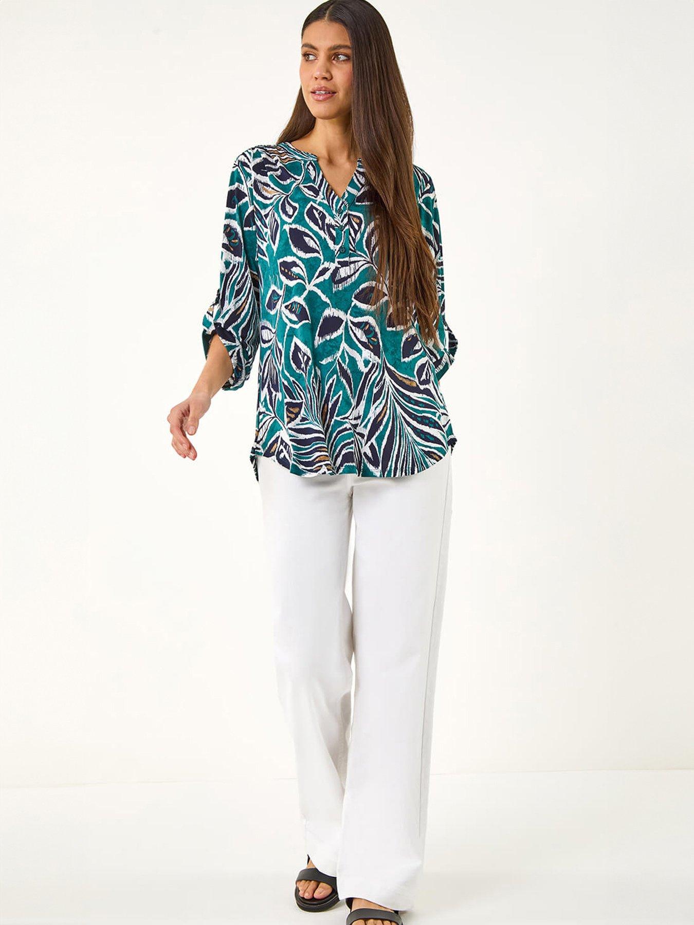 Roman Textured Leaf Print Shirt
