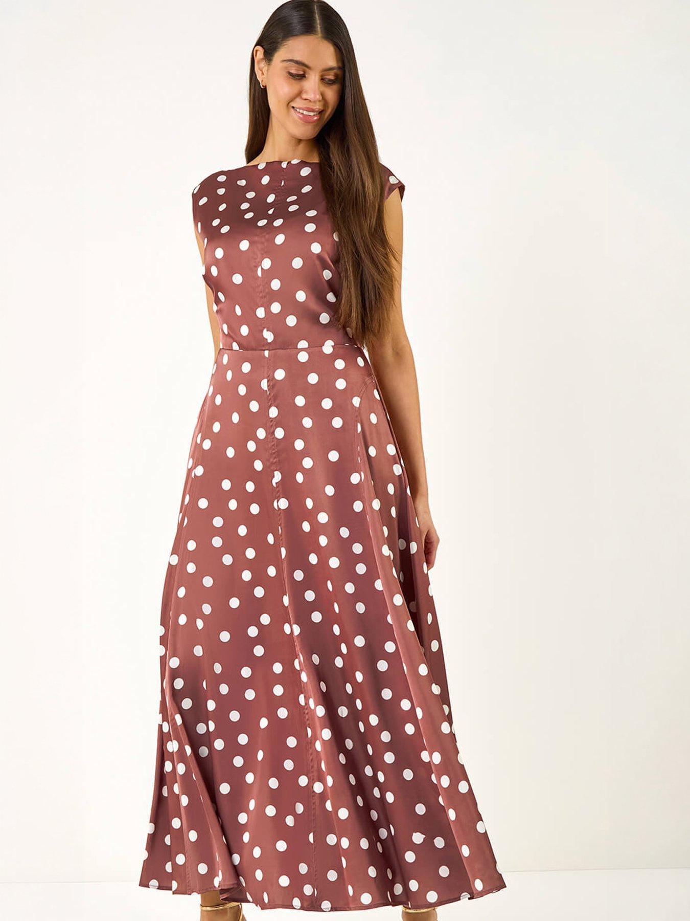 Image 3 of 5 of Roman Spot Print Boat Neck Dress