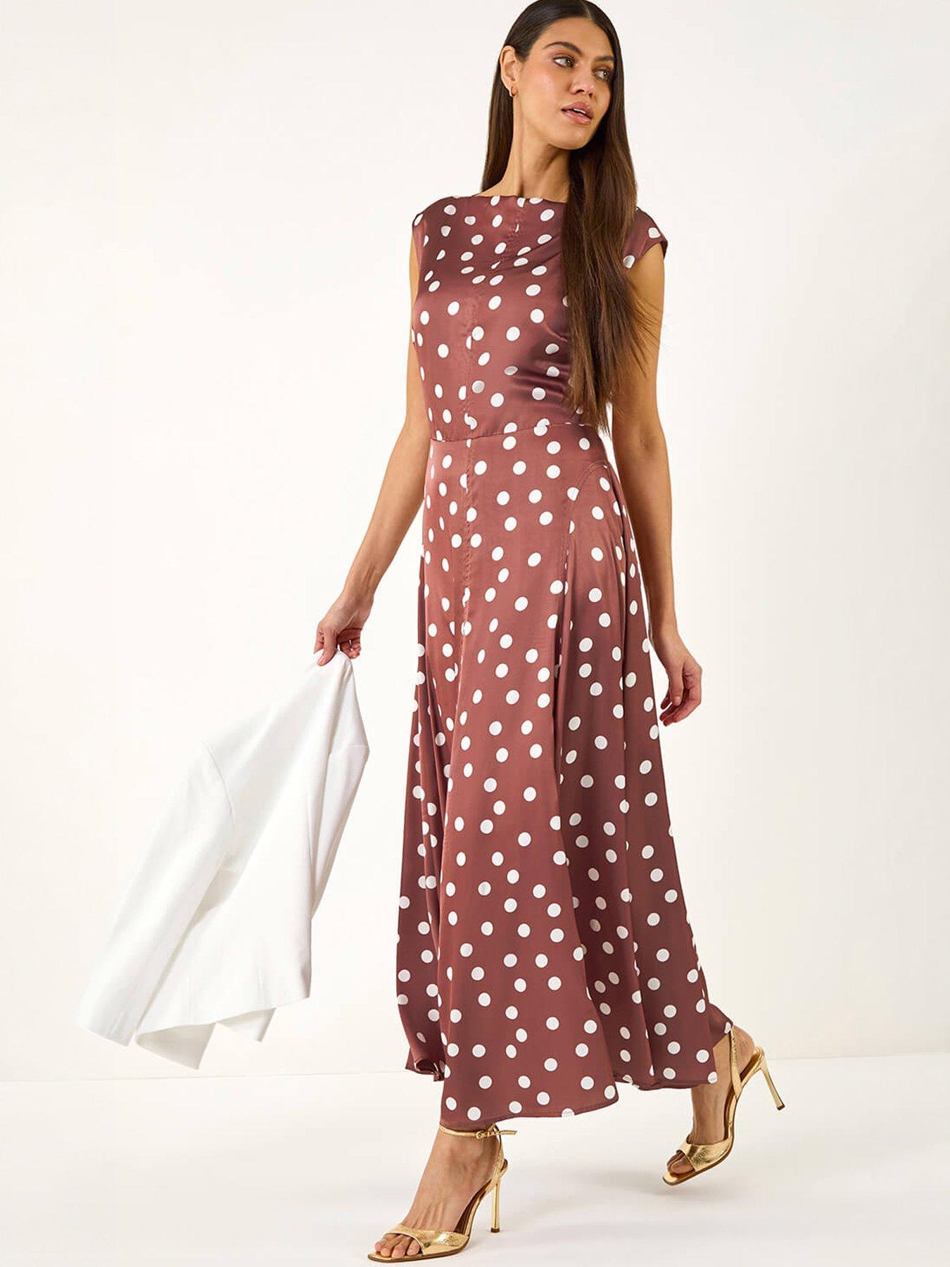 Image 5 of 5 of Roman Spot Print Boat Neck Dress