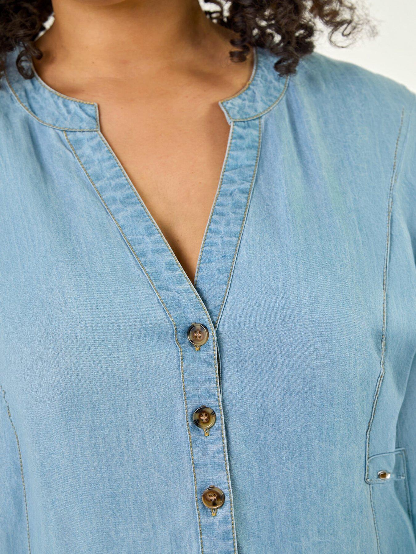 Image 2 of 5 of Roman Curve Buttoned Shirt Dress