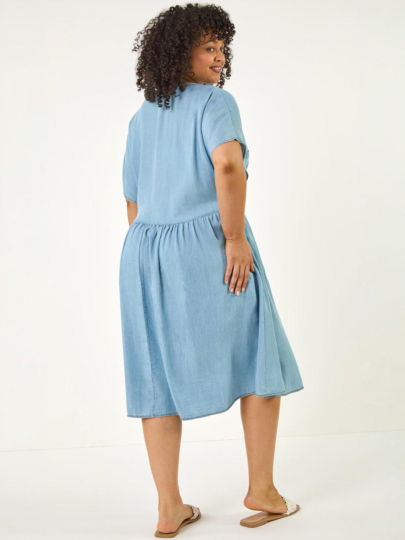 Image 4 of 5 of Roman Curve Buttoned Shirt Dress