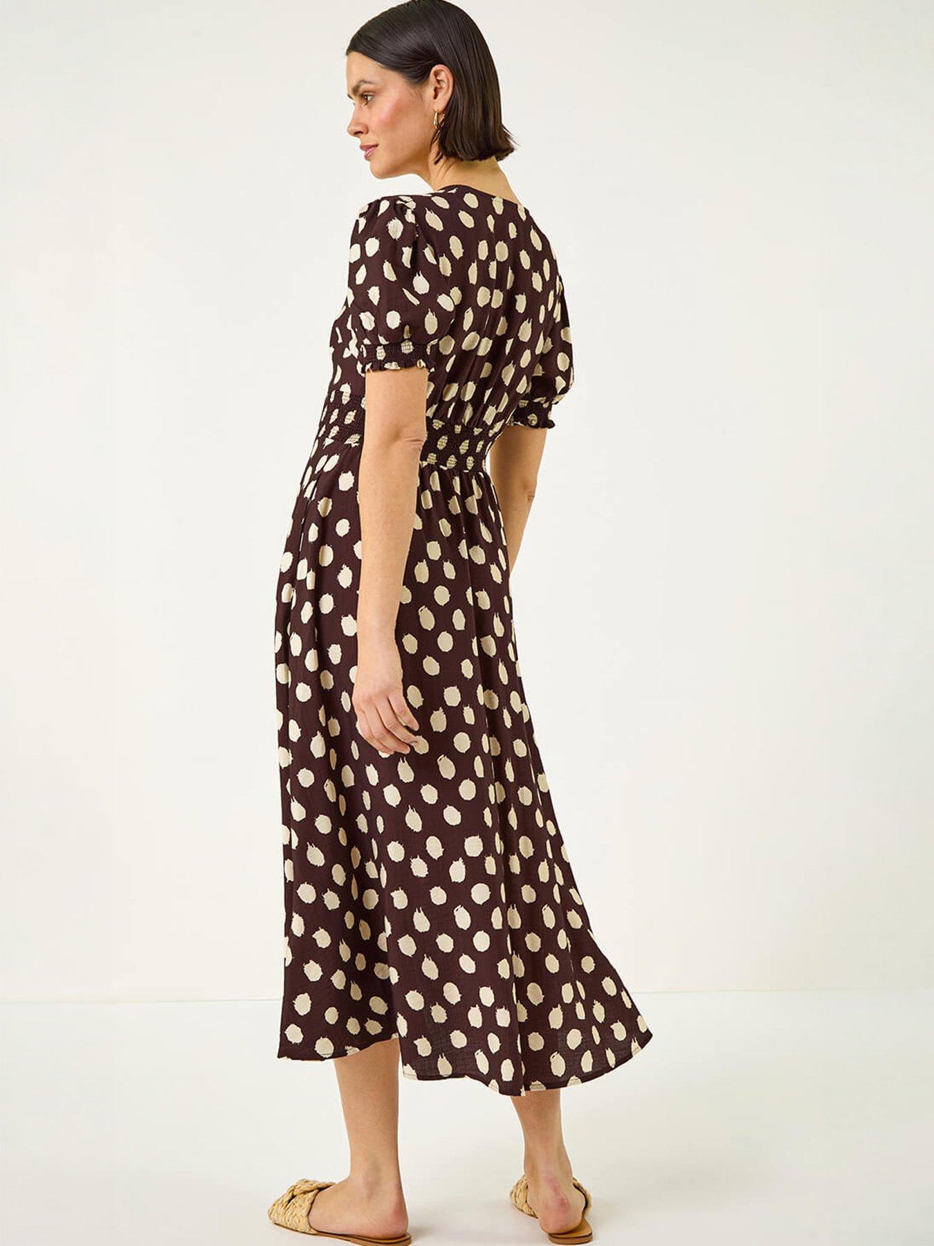 roman-spot-print-button-midi-dressoutfit