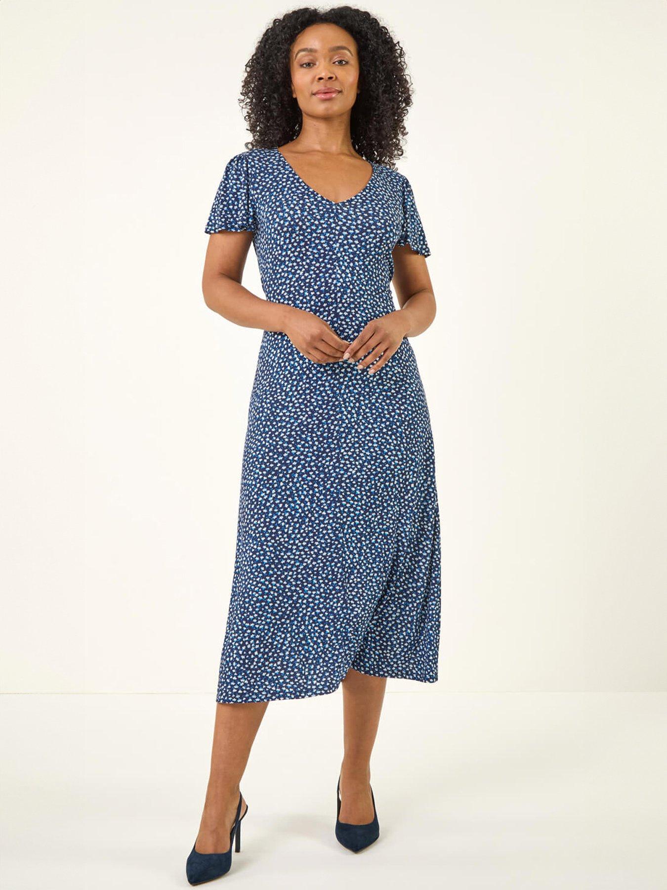 roman-petite-v-neck-midi-dresfront