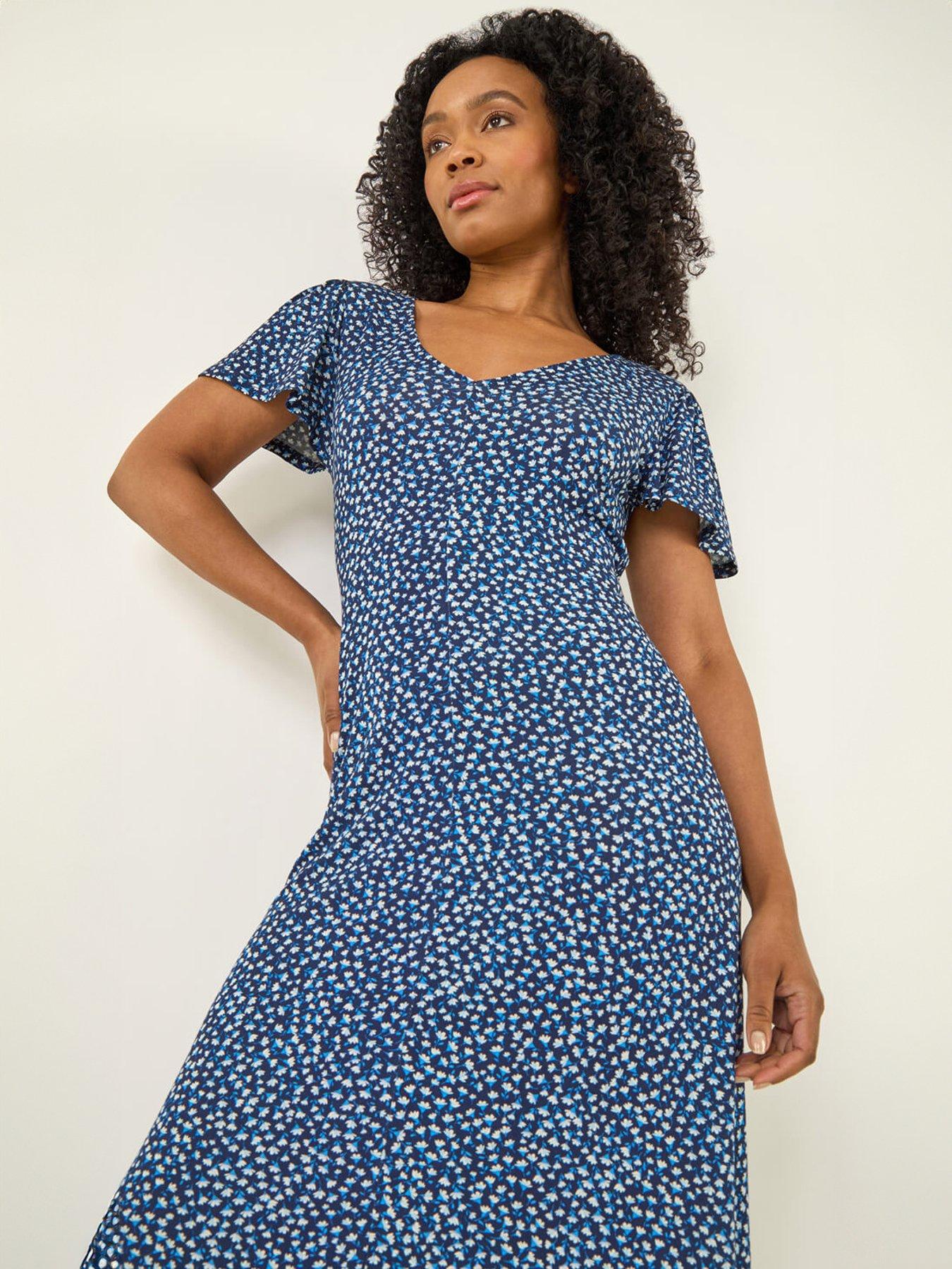 roman-petite-v-neck-midi-dresdetail