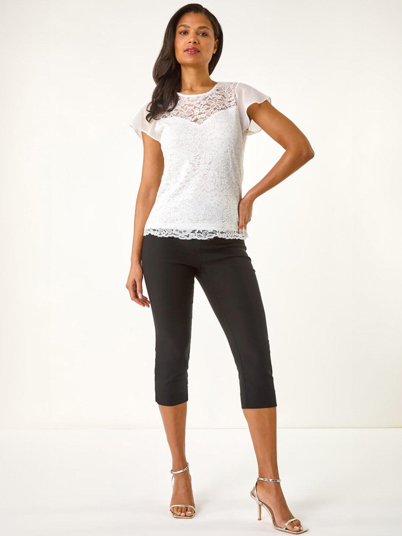 Image 3 of 5 of Roman Chiffon Sleeve Floral Lace Top