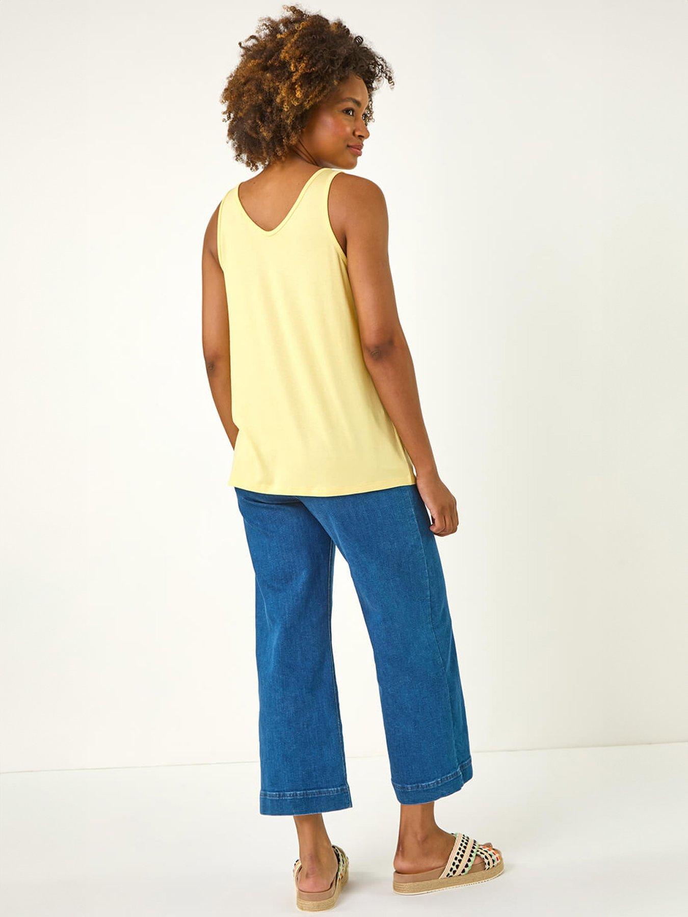 Image 2 of 5 of Roman Plain V-Neck Stretch Jersey Vest Top