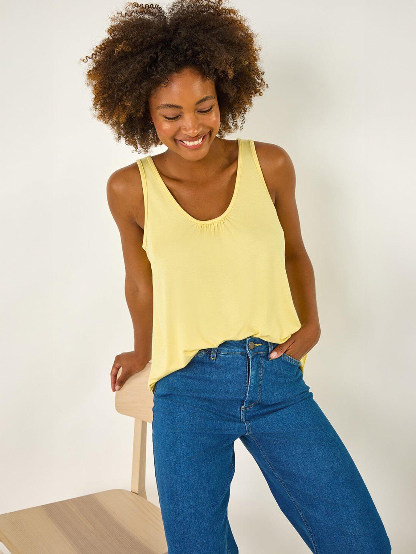 Image 4 of 5 of Roman Plain V-Neck Stretch Jersey Vest Top