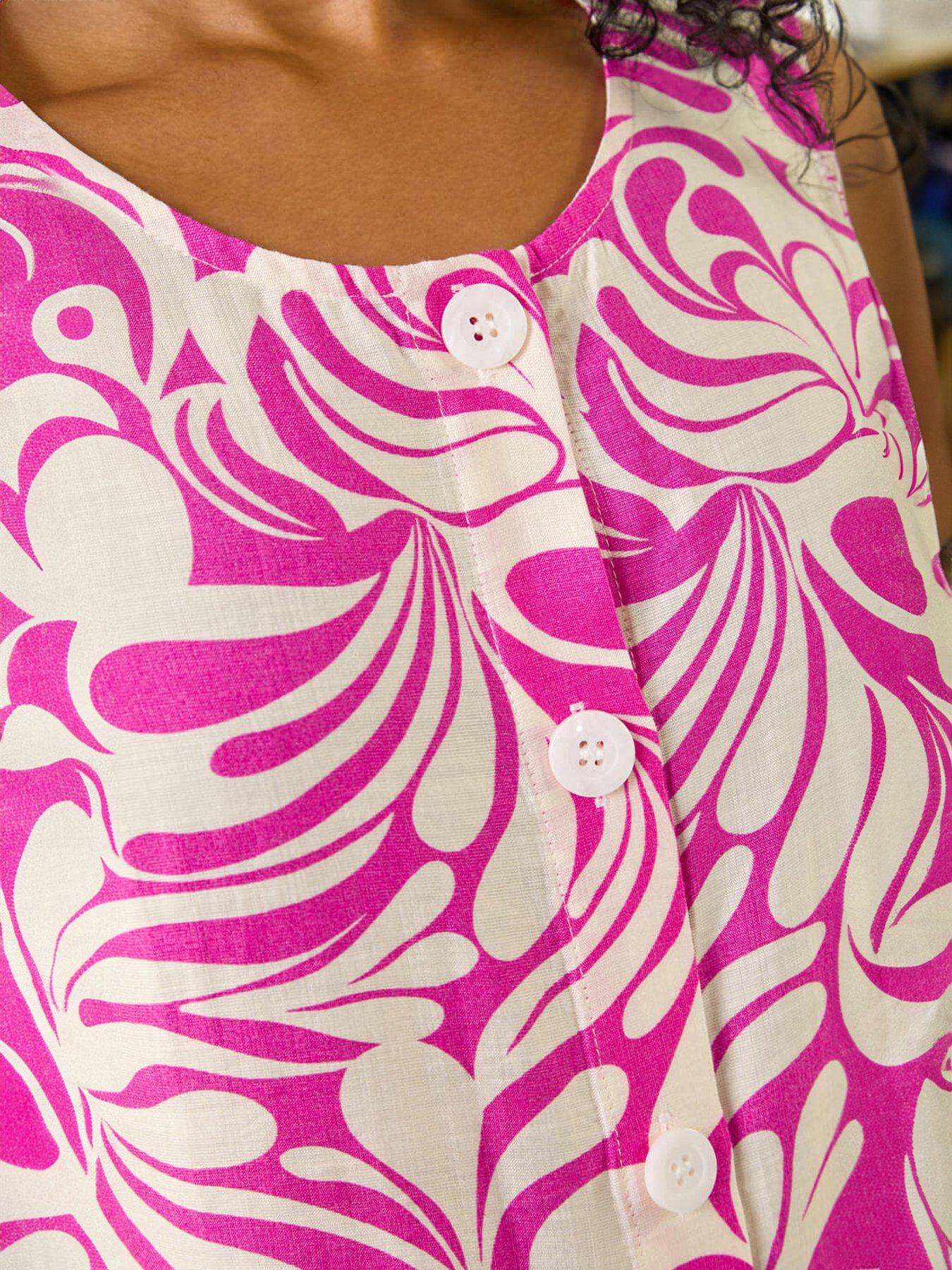 roman-petite-leaf-print-buttoned-a-line-dressdetail