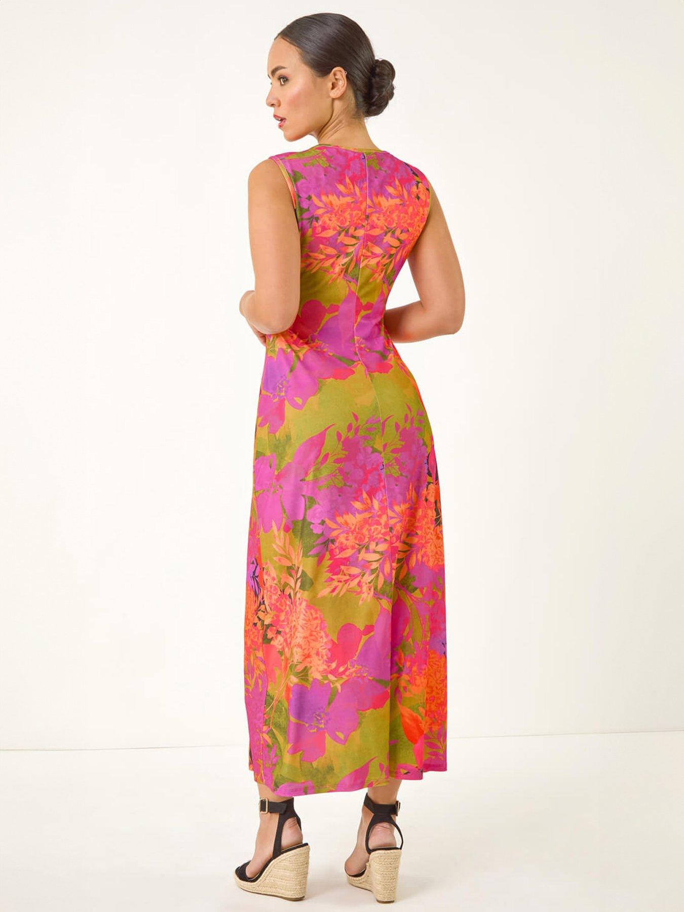 Image 2 of 5 of Roman Petite Floral Twisted Stretch Maxi Dress