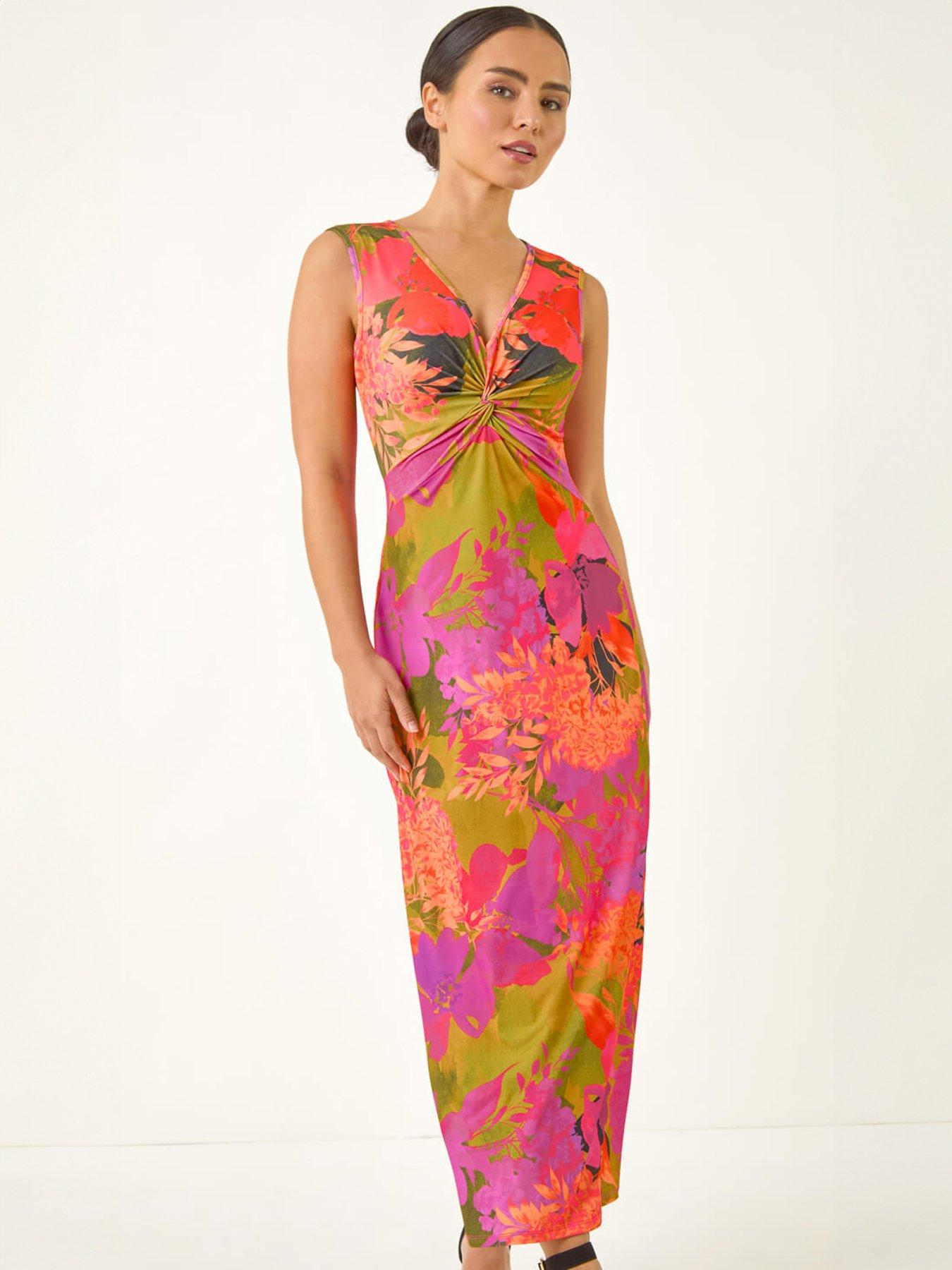 Image 3 of 5 of Roman Petite Floral Twisted Stretch Maxi Dress