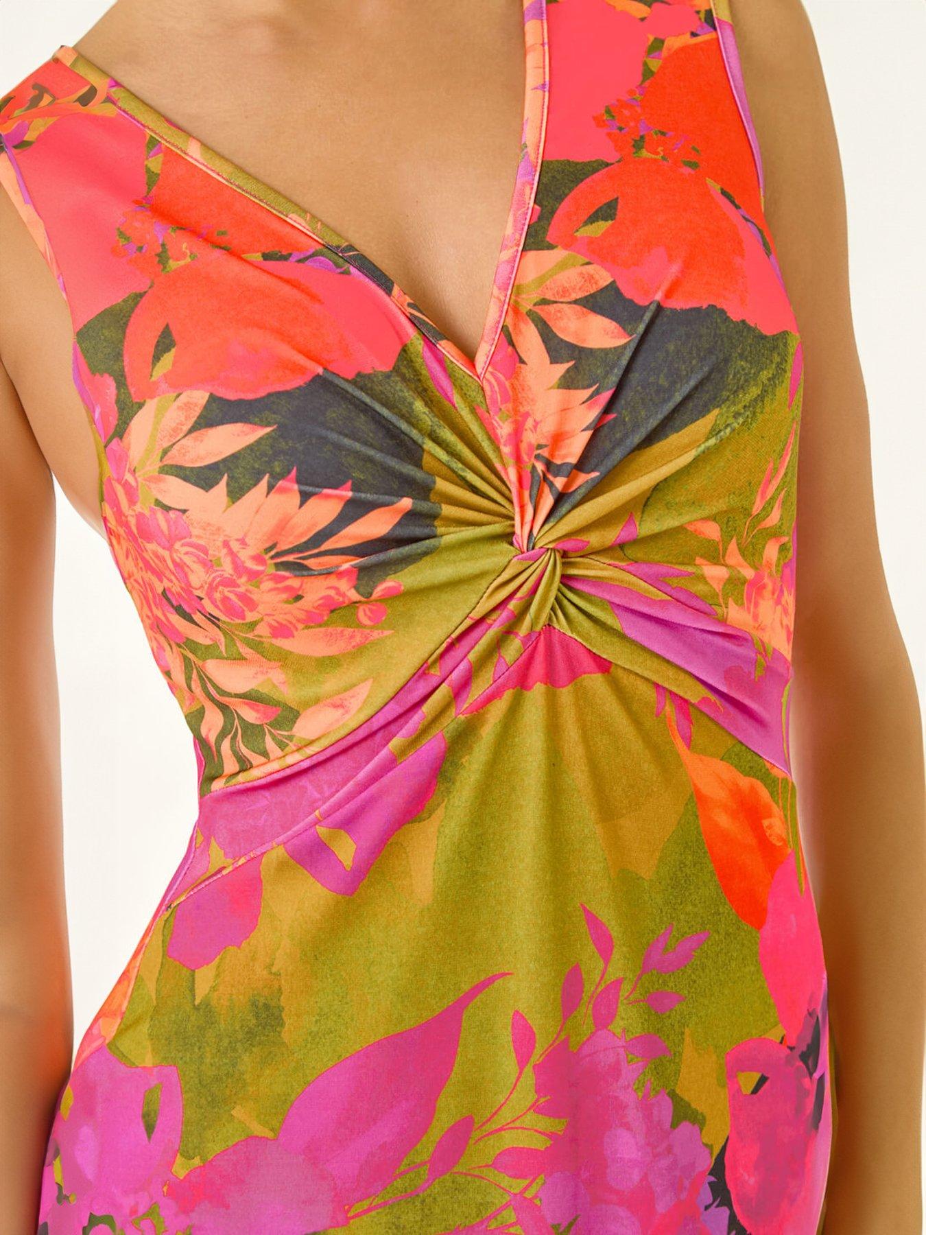 Image 5 of 5 of Roman Petite Floral Twisted Stretch Maxi Dress