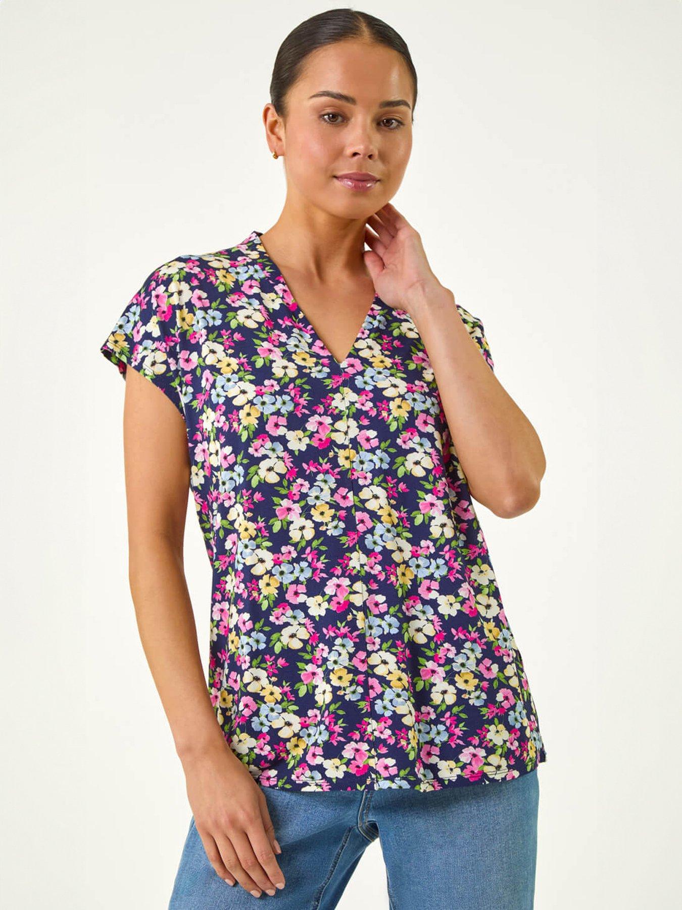roman-petite-floral-v-neck-stretch-topfront