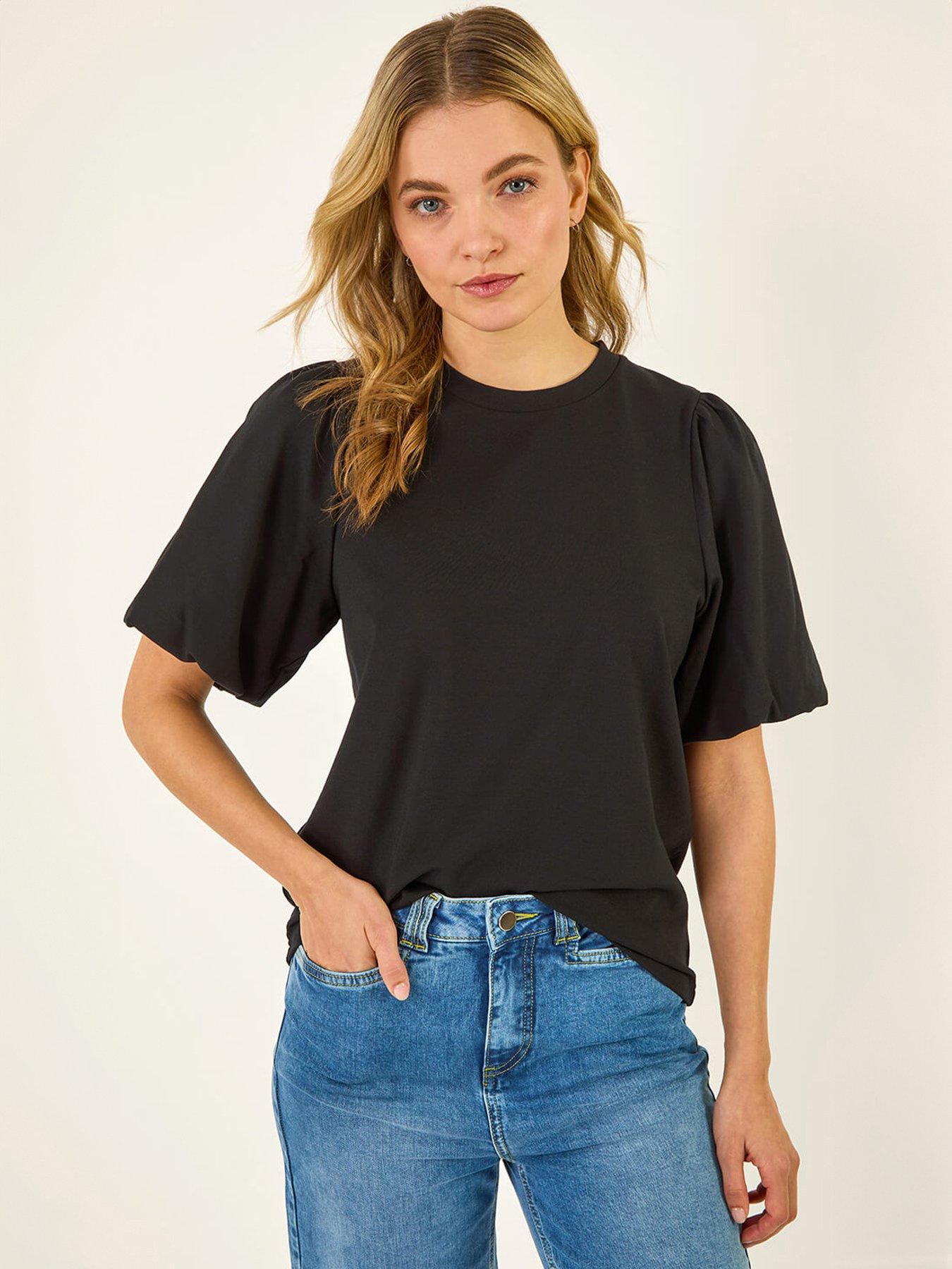 Roman Dusk Puff Sleeve Stretch T-Shirt