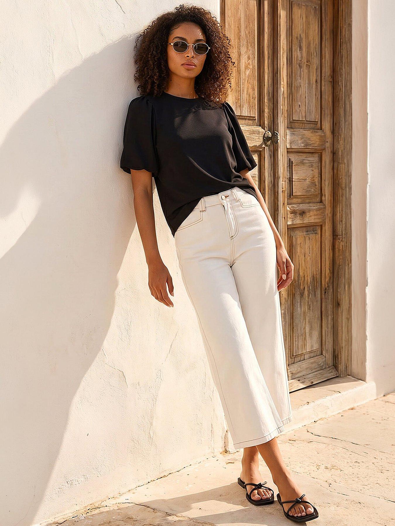 Roman Dusk Puff Sleeve Stretch T-Shirt