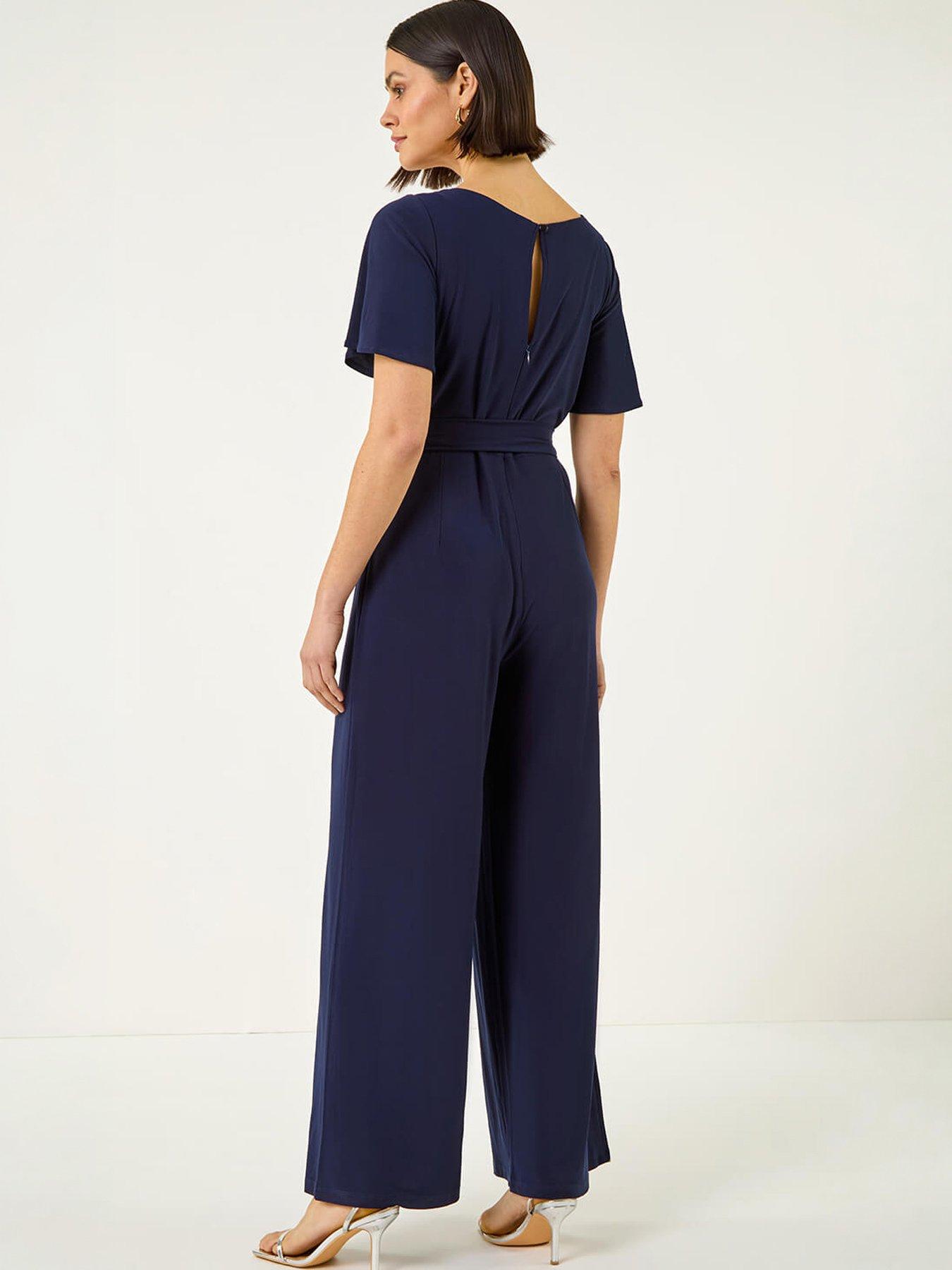 Image 2 of 5 of Roman Pleat Neck Belted Jumpsuit