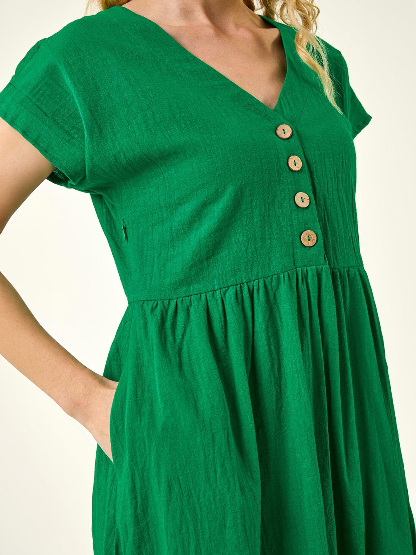 Image 5 of 5 of Roman Linen Look Button Midi Dress