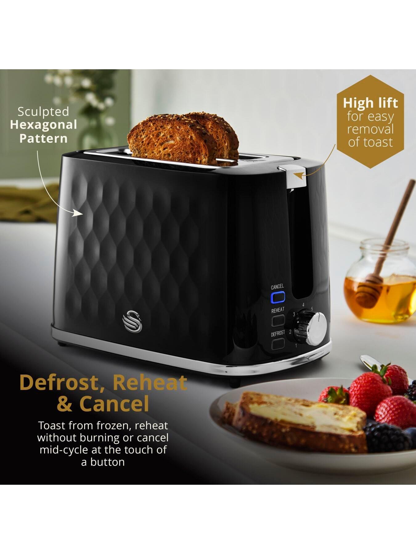 Image 4 of 8 of Swan Hexton 2 Slice Toaster, Removable Crumb Tray, Black