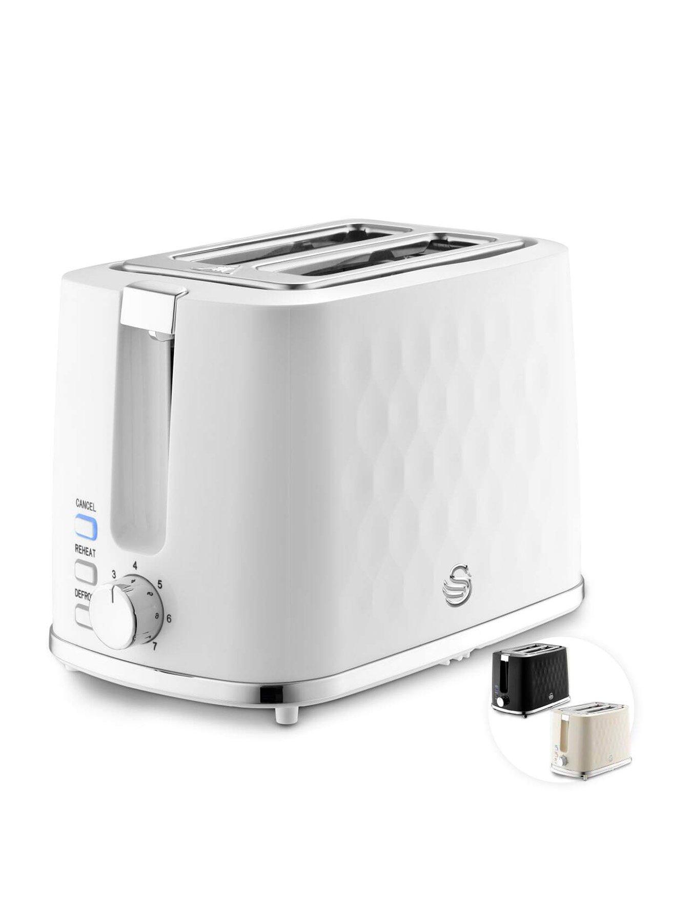 Image 1 of 8 of Swan Hexton 2 Slice Toaster, Removable Crumb Tray, White