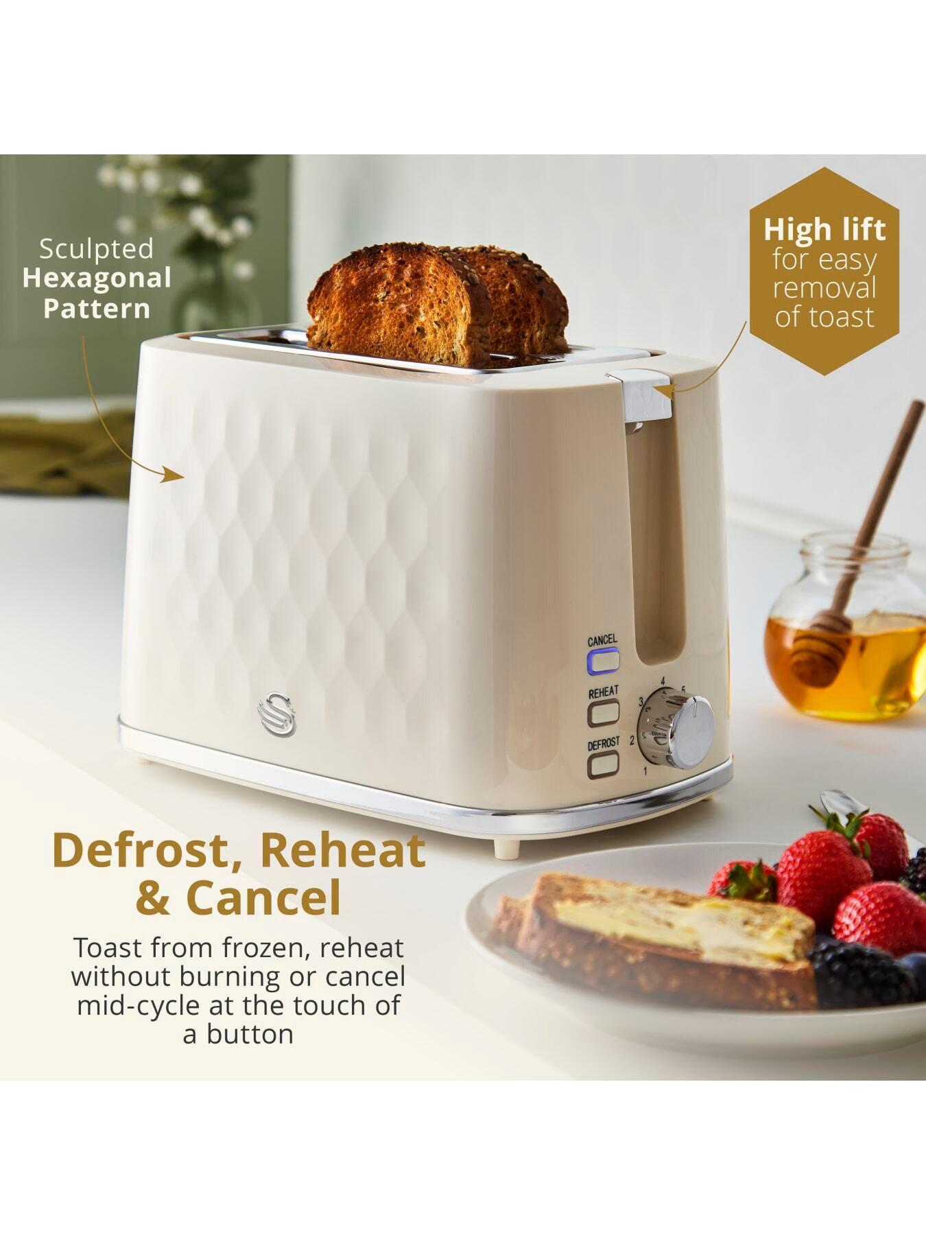 Image 4 of 8 of Swan Hexton 2 Slice Toaster, Removable Crumb Tray, Cream
