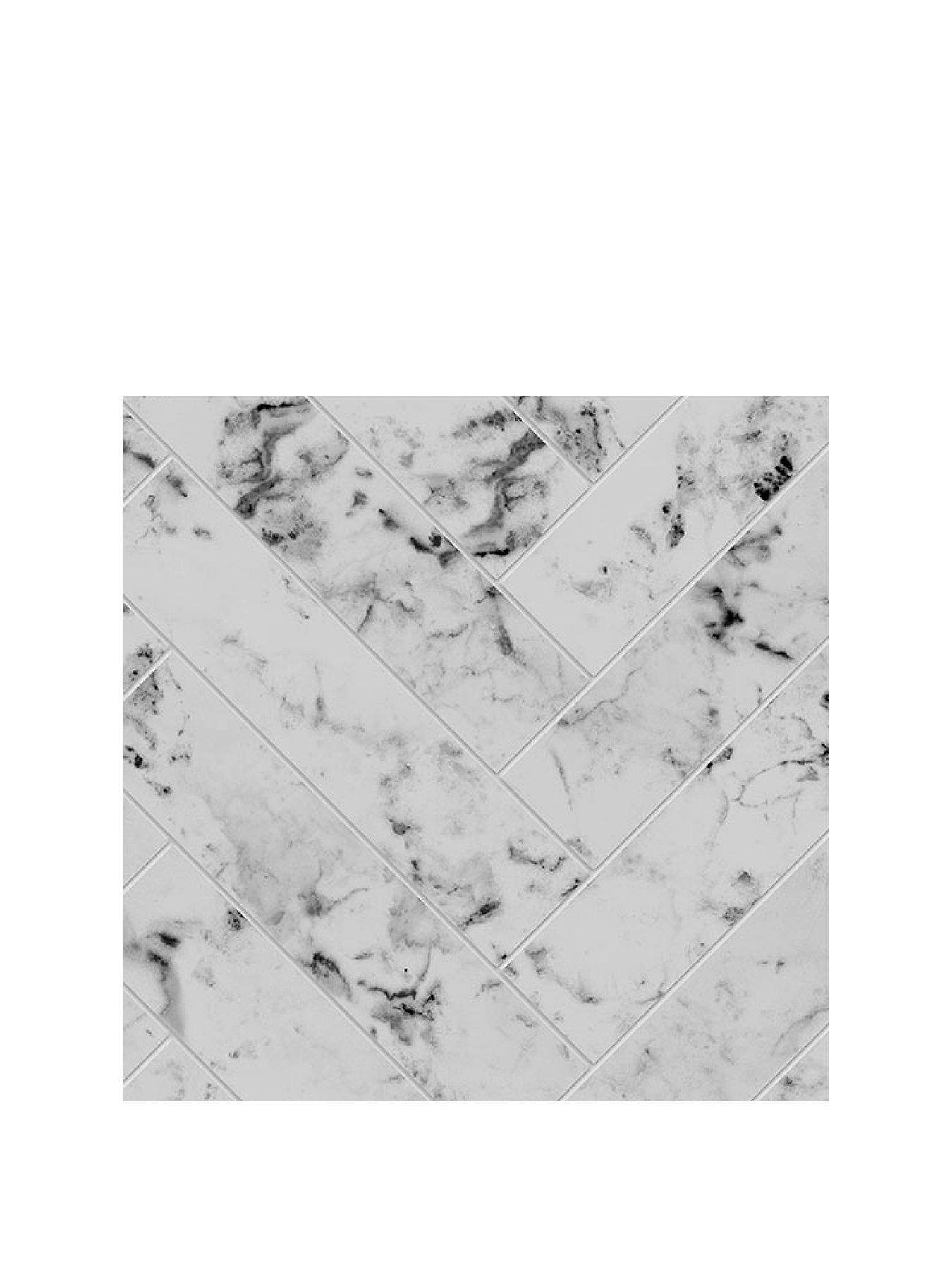 Image 2 of 7 of WilsonArt Alloy Carrara Marble Herringbone 3m Splashback