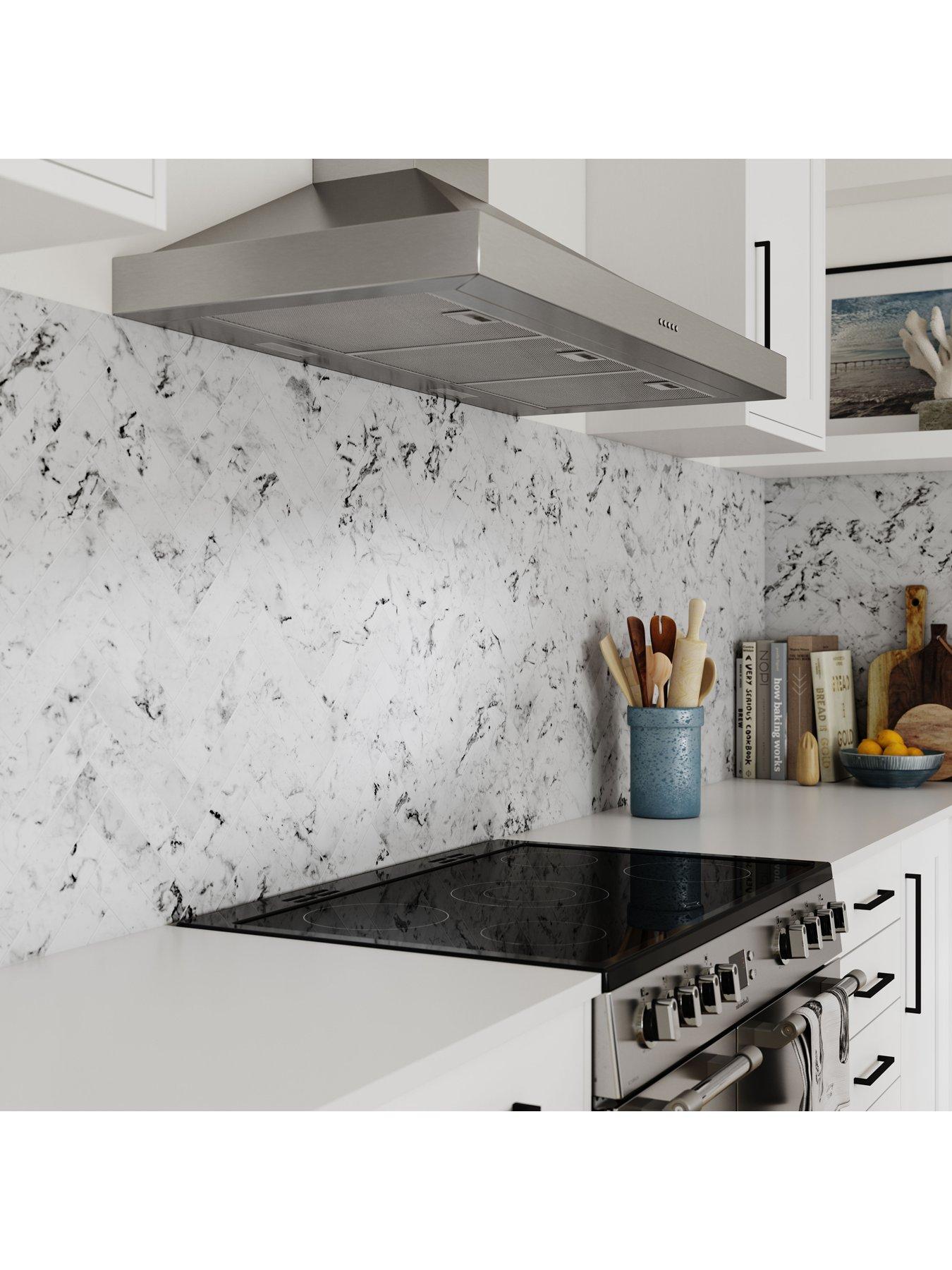 Image 4 of 7 of WilsonArt Alloy Carrara Marble Herringbone 3m Splashback