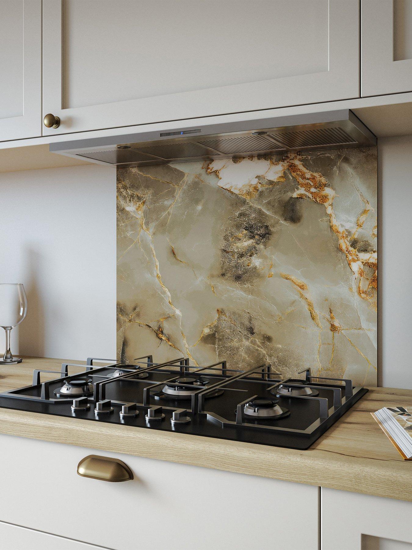 Image 1 of 3 of WilsonArt ALLOY Aurora Gold Kitchen Hob Splashback - 600x800mm