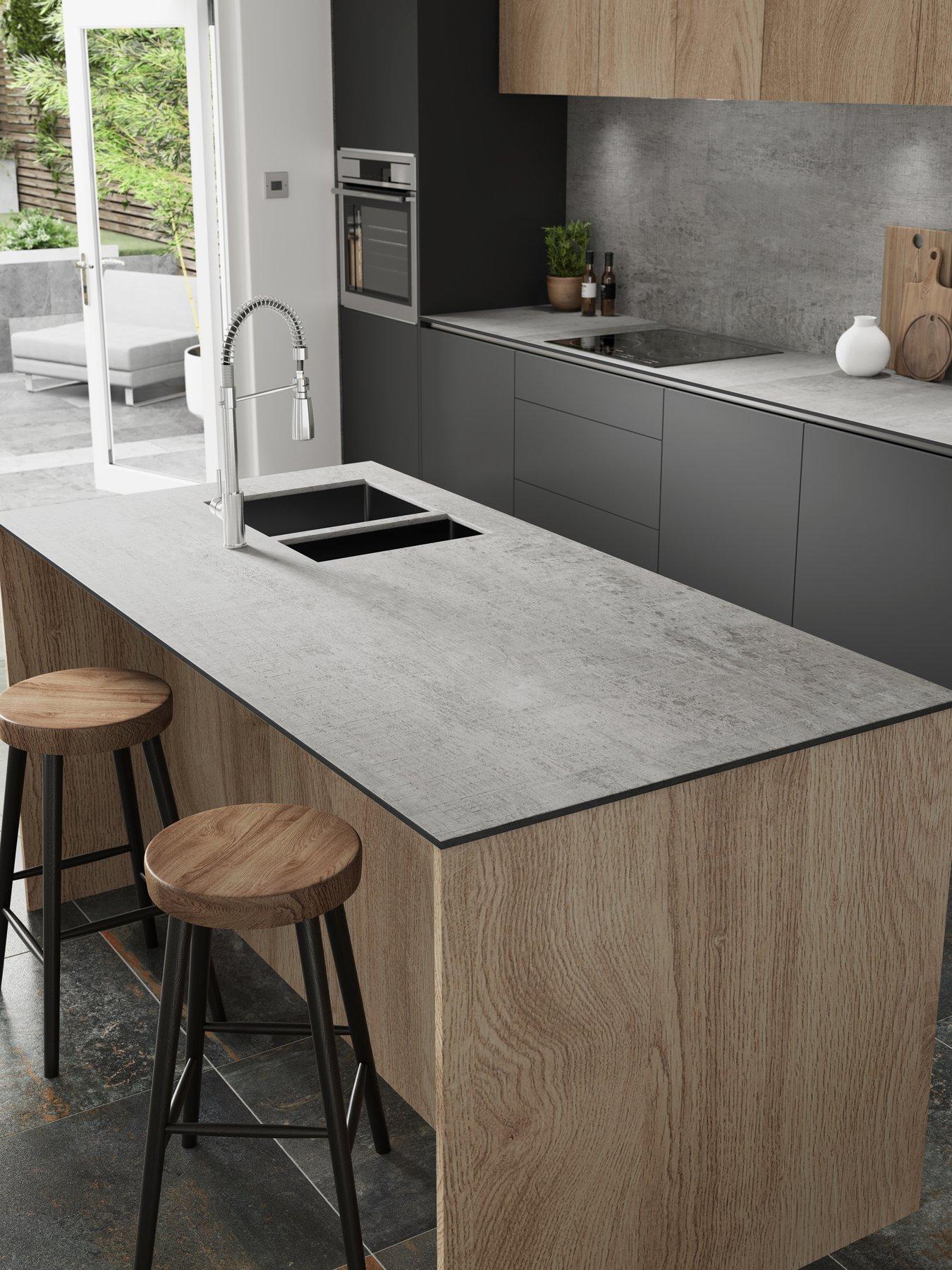 WilsonArt Zenith Kitchen Upstand - Woodstone Gris - 3000mm x 95mm x 12.5mm