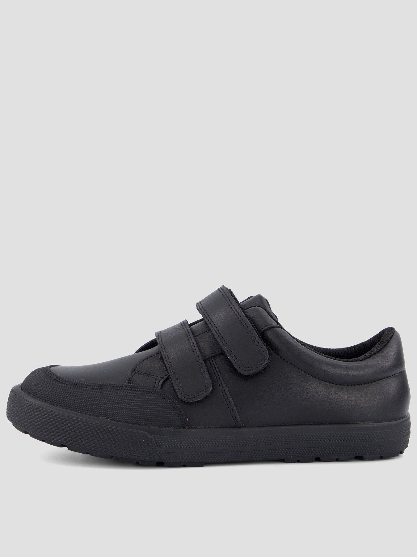 The Very Collection Boys Mateo Double Hook-and-Loop Strap Trainer School Shoe - Black