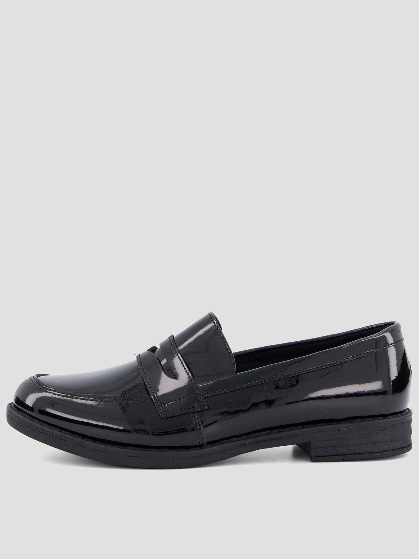Image 1 of 8 of The Very Collection Wide Fit Older Girls' Cindy Patent Penny Loafer School Shoes - Black