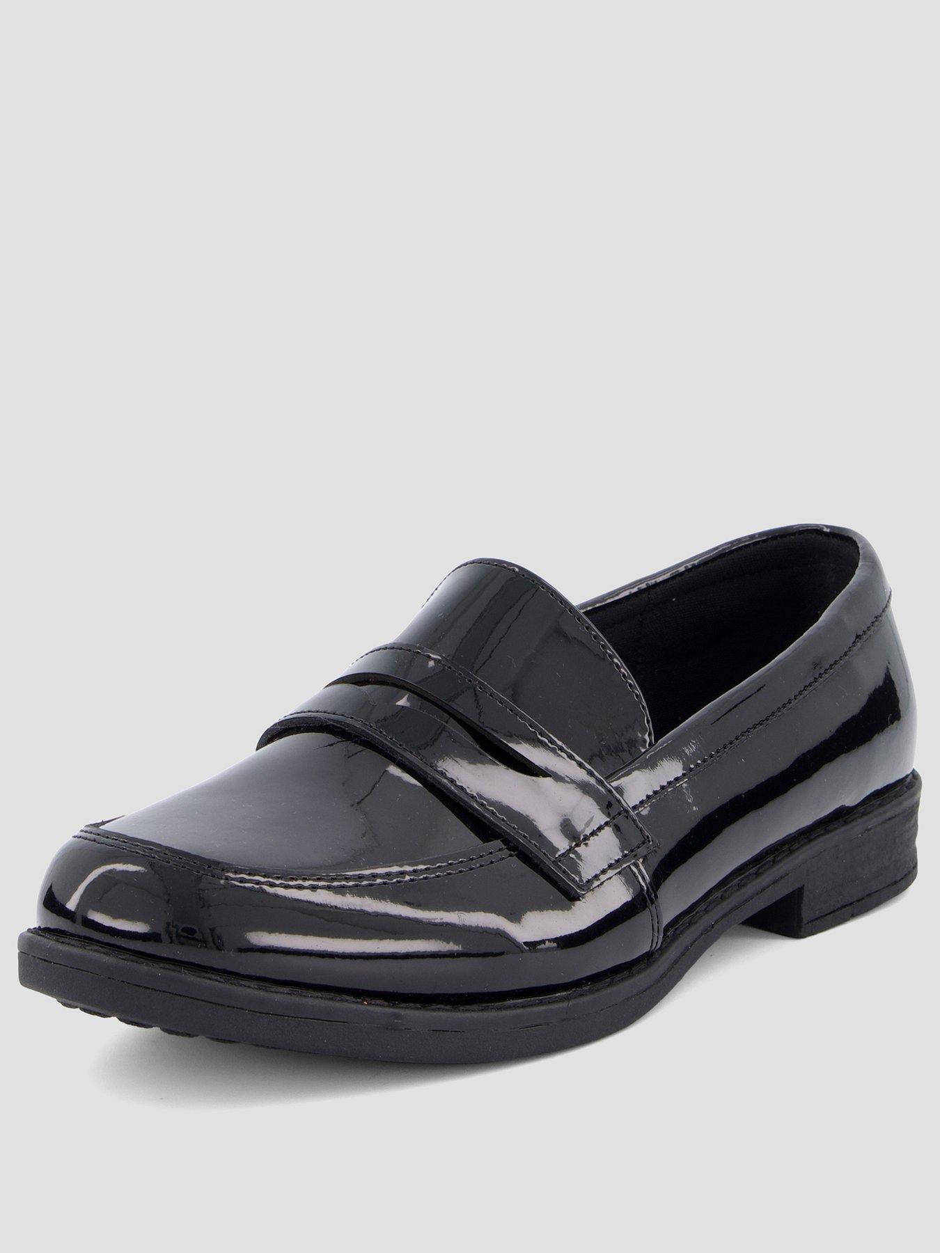 Image 2 of 8 of The Very Collection Wide Fit Older Girls' Cindy Patent Penny Loafer School Shoes - Black